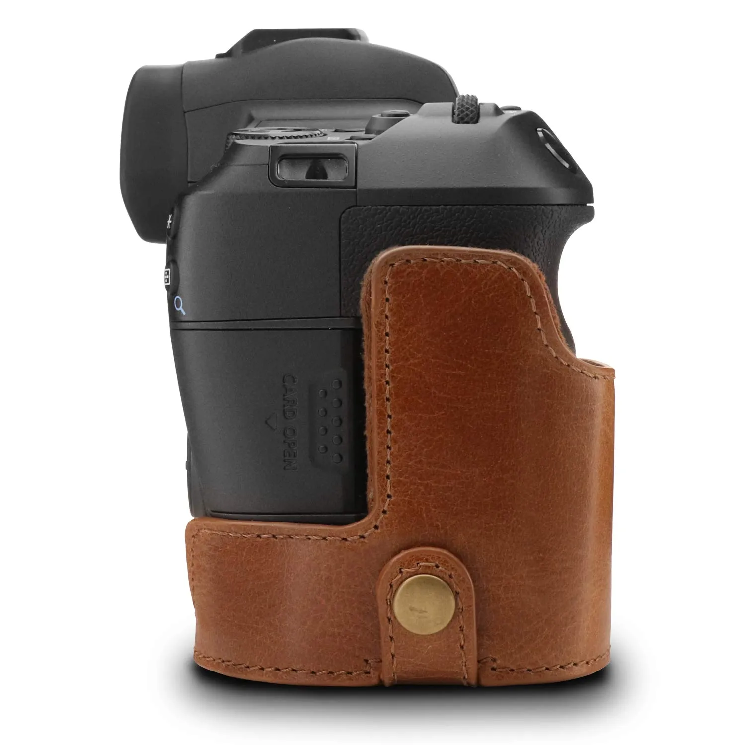 MegaGear Canon EOS R mezza custodia pelle marrone ever ready