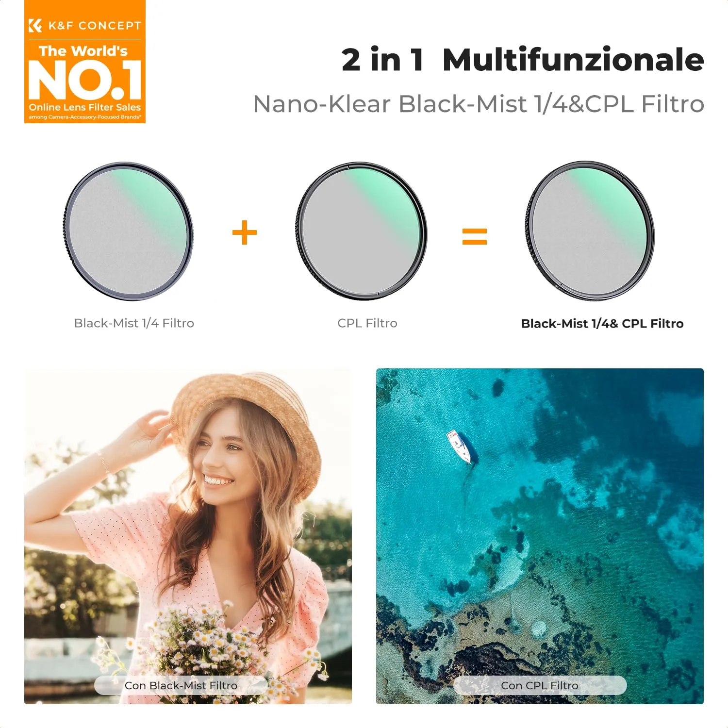 K&F Concept Filtro 67mm Black-Mist 1/4 CPL 2 in 1 Nano