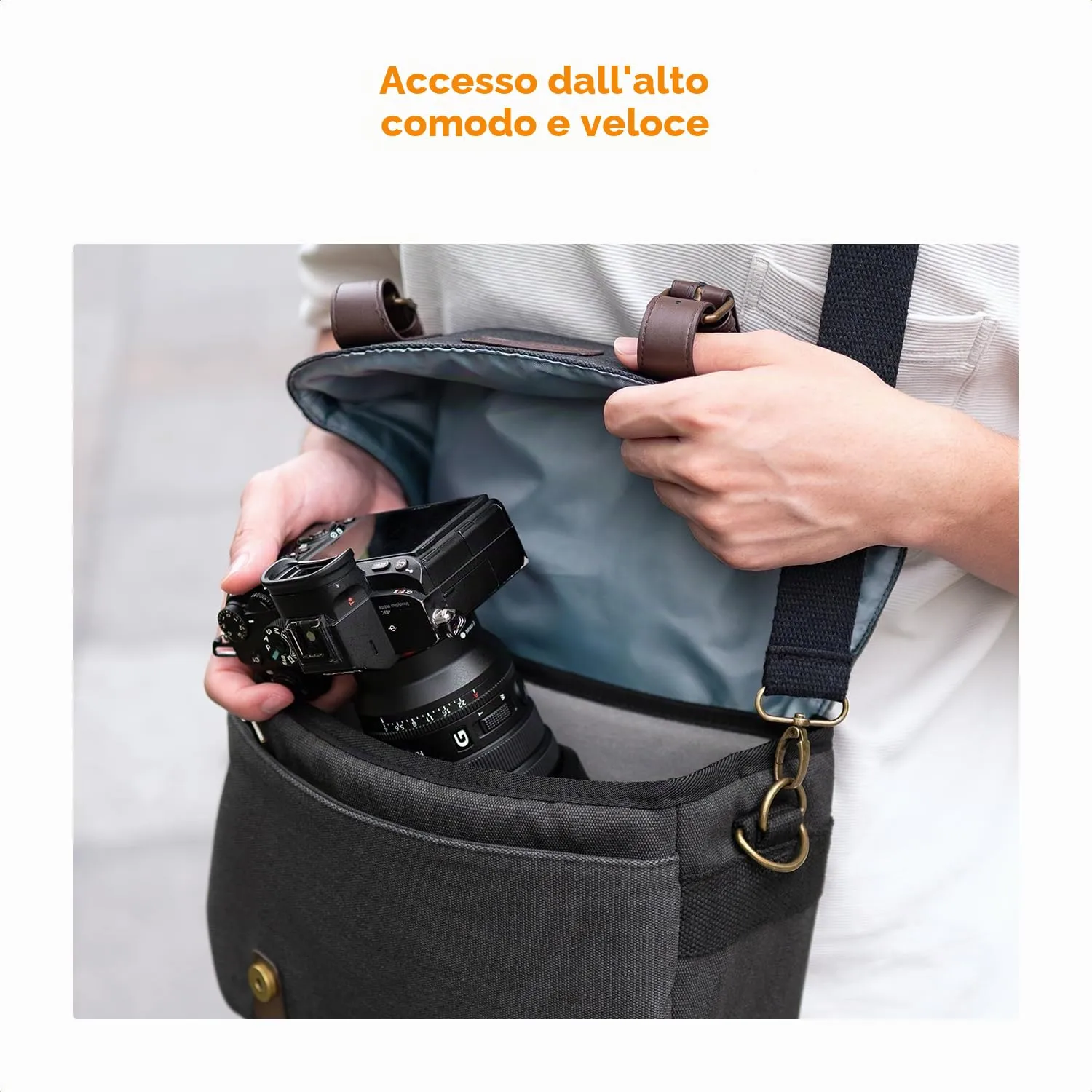 K&F Concept borsa fotocamera tracolla vintage impermeabile