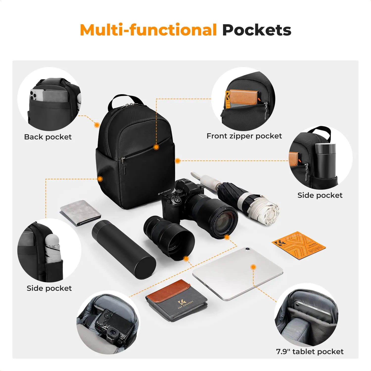 K&F Concept borsa fotografica monospalla nera impermeabile