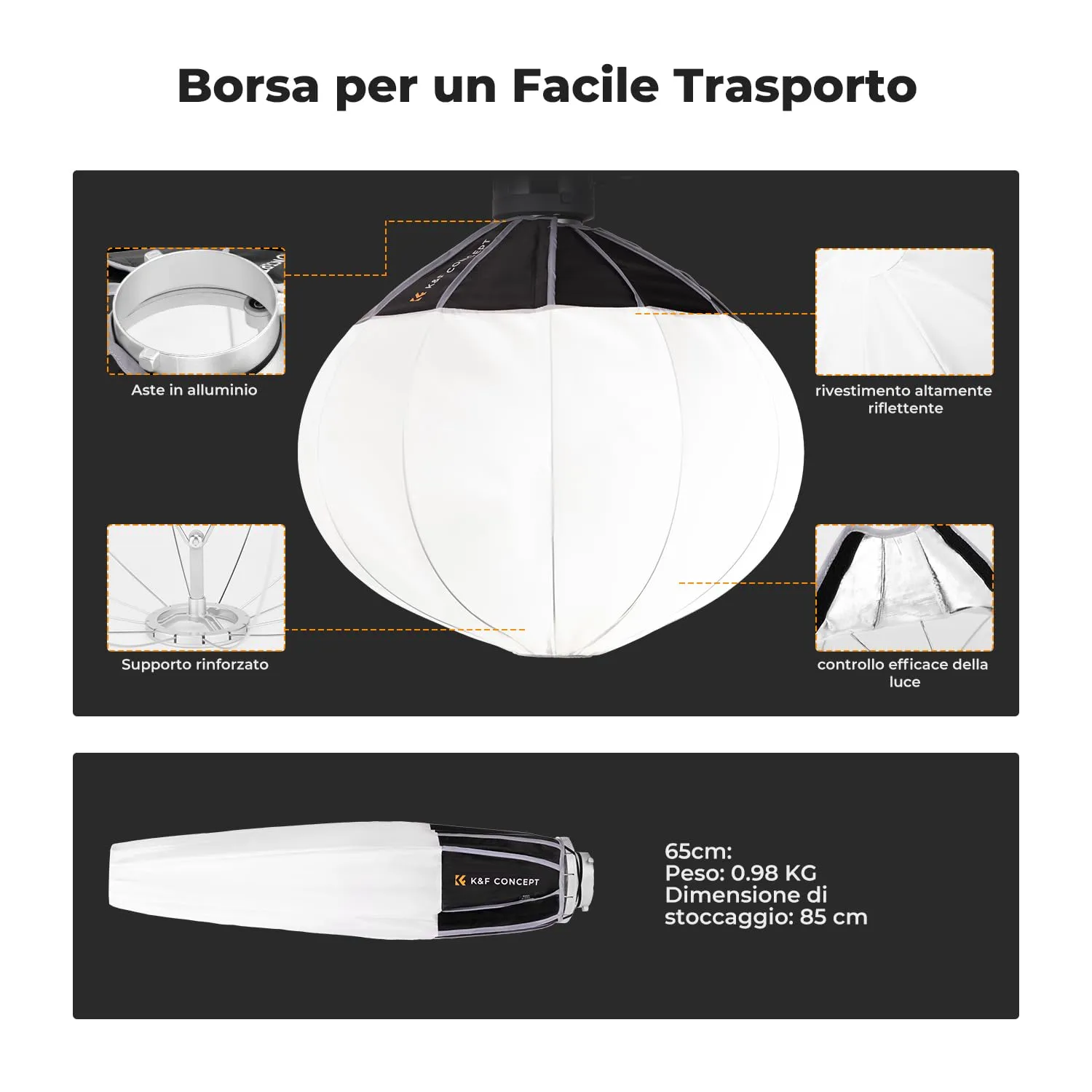 Concept Lantern 65cm softbox Bowens con griglia