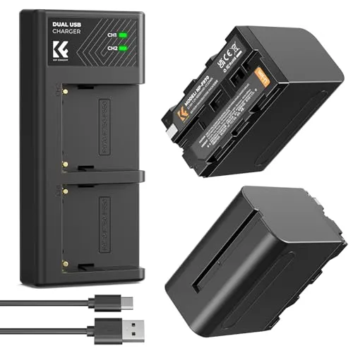 K&F Concept NP-F970 Batterie 6600mAh 2pz + Caricabatterie LED