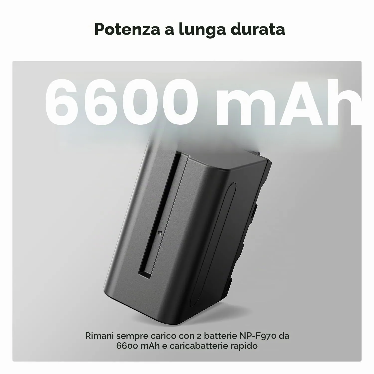 K&F Concept NP-F970 Batterie 6600mAh 2pz + Caricabatterie LED