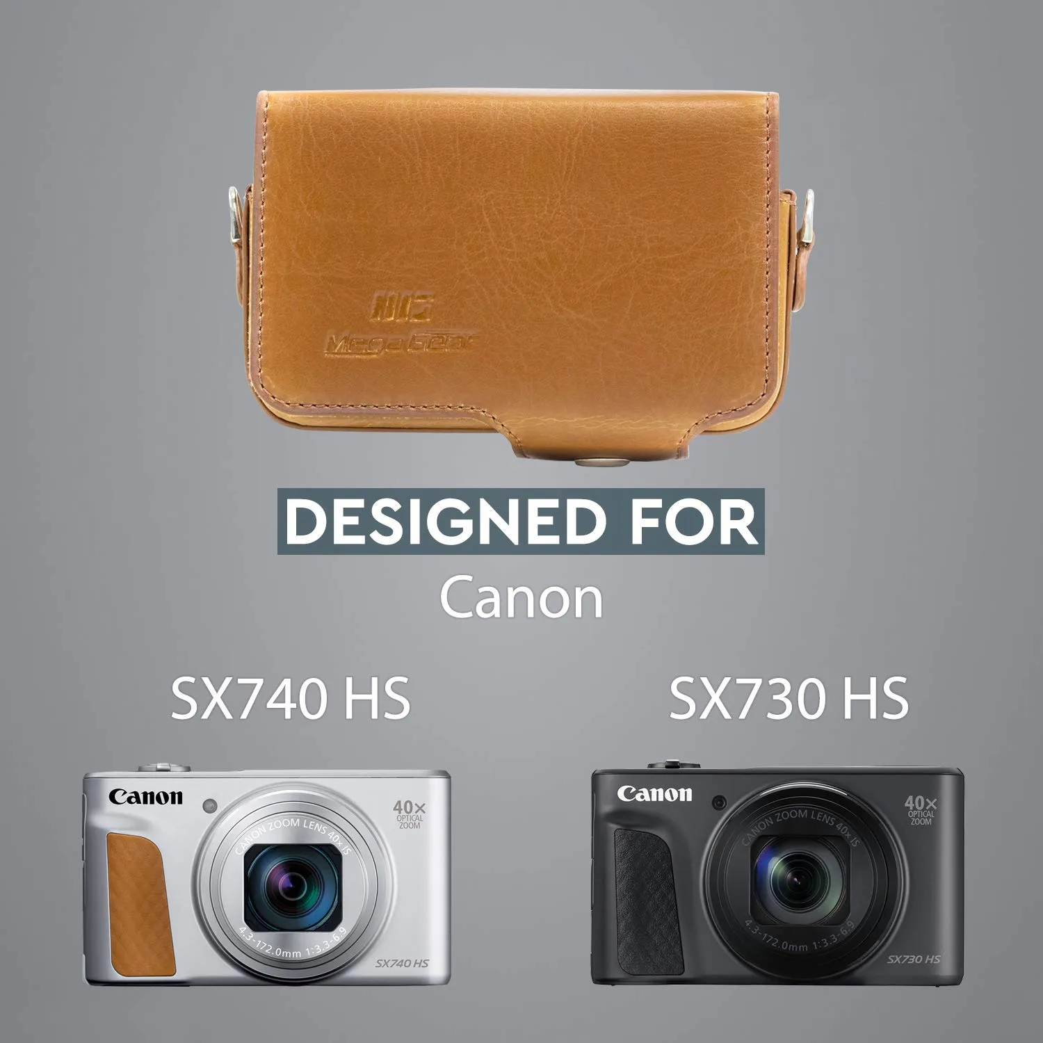 MegaGear MG1511 Custodia Fotocamera SX740 SX730 Marrone ecopelle