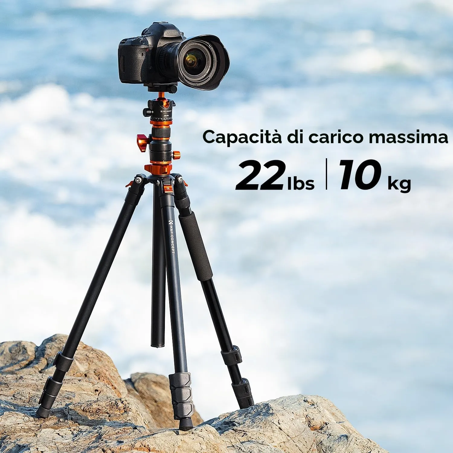K&F Concept treppiede alluminio 230cm 10kg testa sfera