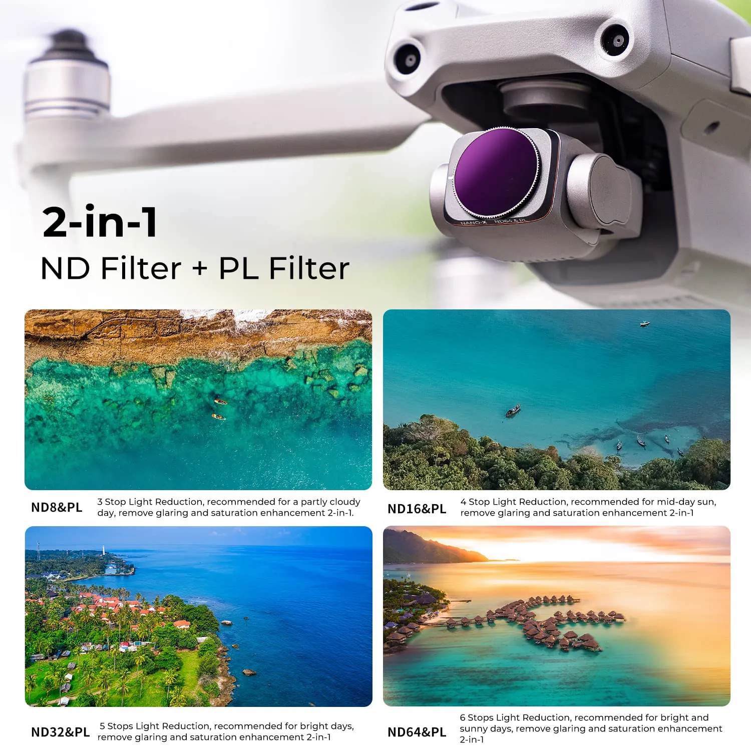 K&F Concept Bright Day kit 4 filtri ND/PL per DJI Air 2S