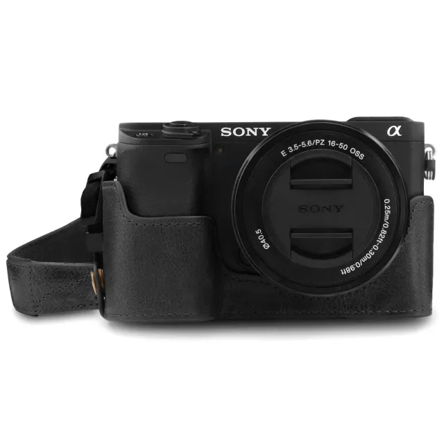 MegaGear Ever Ready Custodia Sony A6100 A6400 Pelle Nera