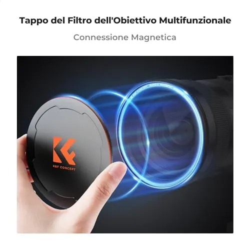 K&F Concept Tappo Copriobiettivo Magnetico 82mm in alluminio