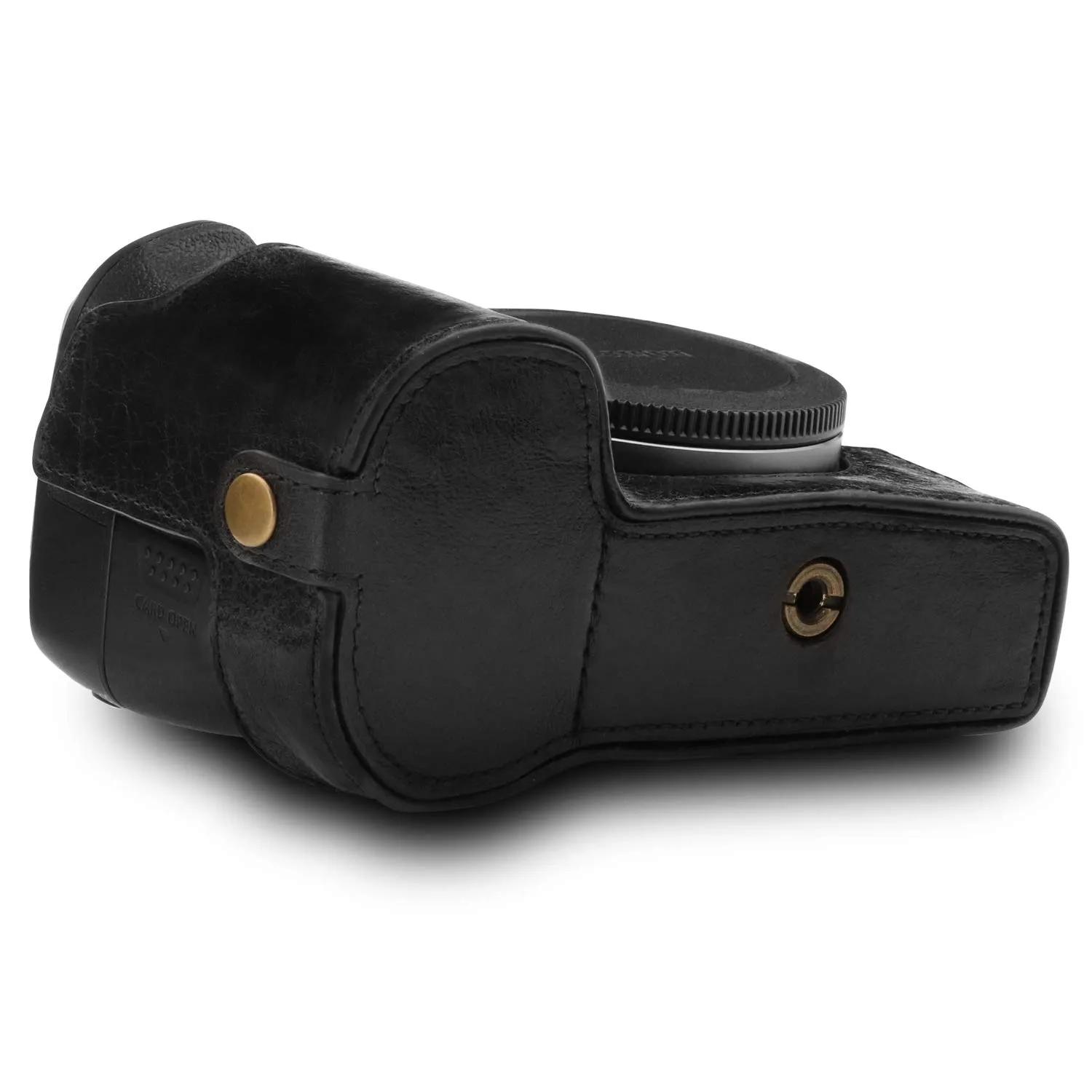 MegaGear Canon EOS R mezza custodia pelle nera ever ready