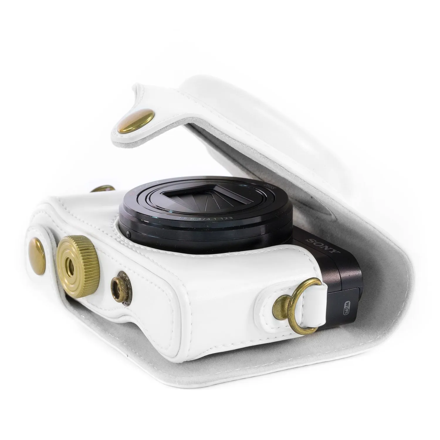 MegaGear Ever Ready DSC-WX500 custodia ecopelle bianca