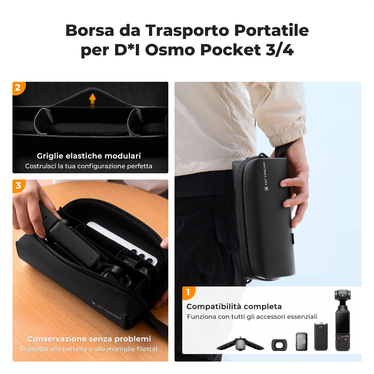 Concept borsa trasporto DJI Osmo Pocket 3/4 Creator nera