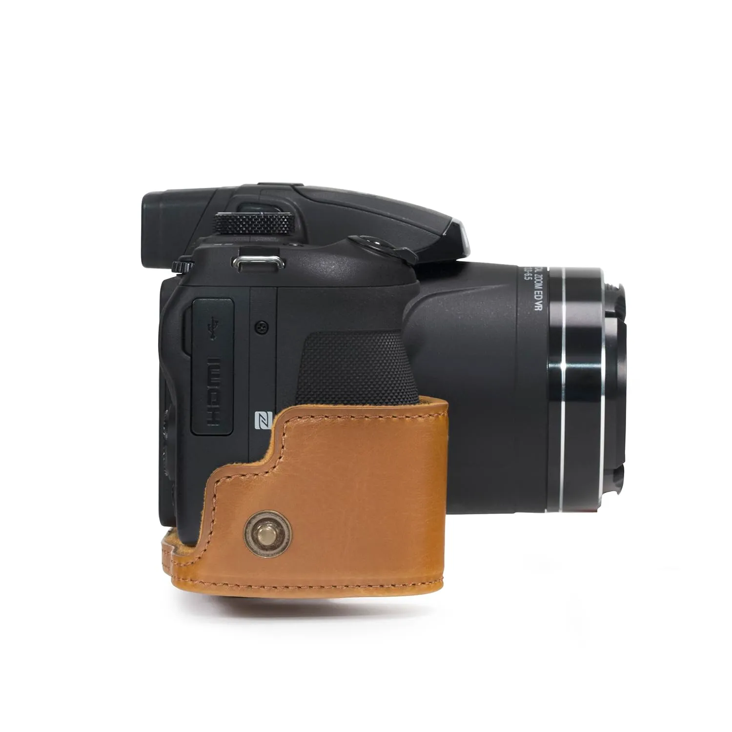 MegaGear Ever Ready custodia pelle Nikon B700 marrone chiaro