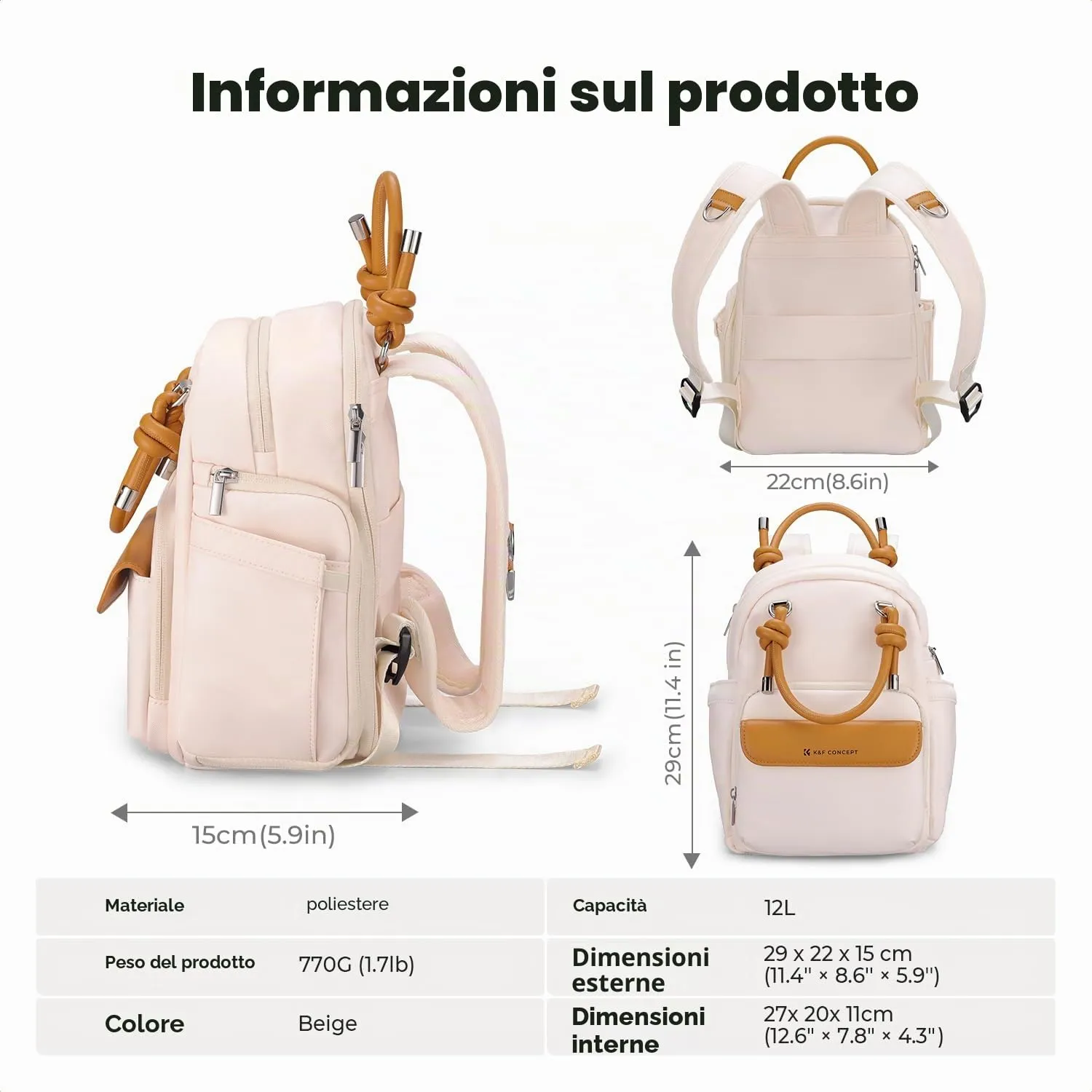 Concept Zaino Fotografico Donna Impermeabile 10,1"