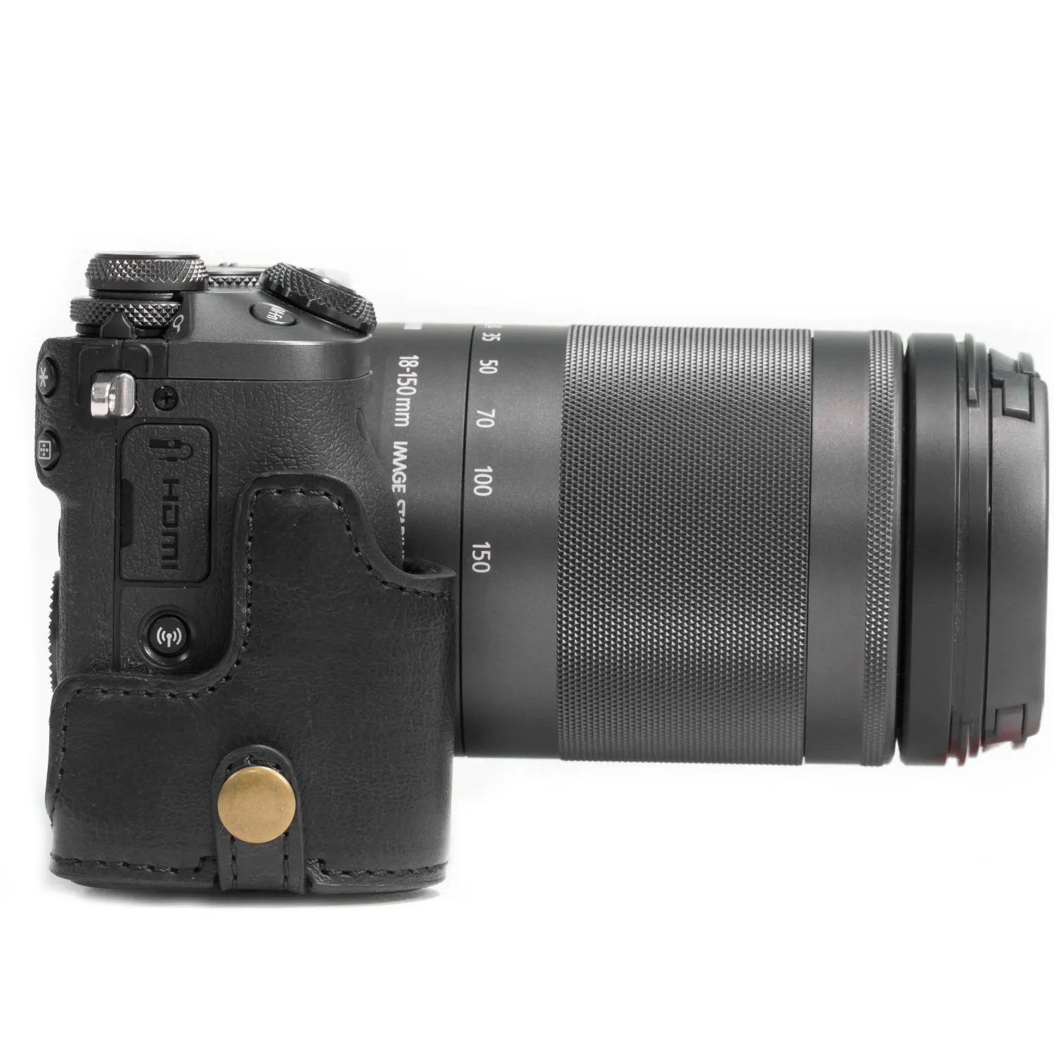 MegaGear Canon EOS M6 custodia pelle nero 18-150mm