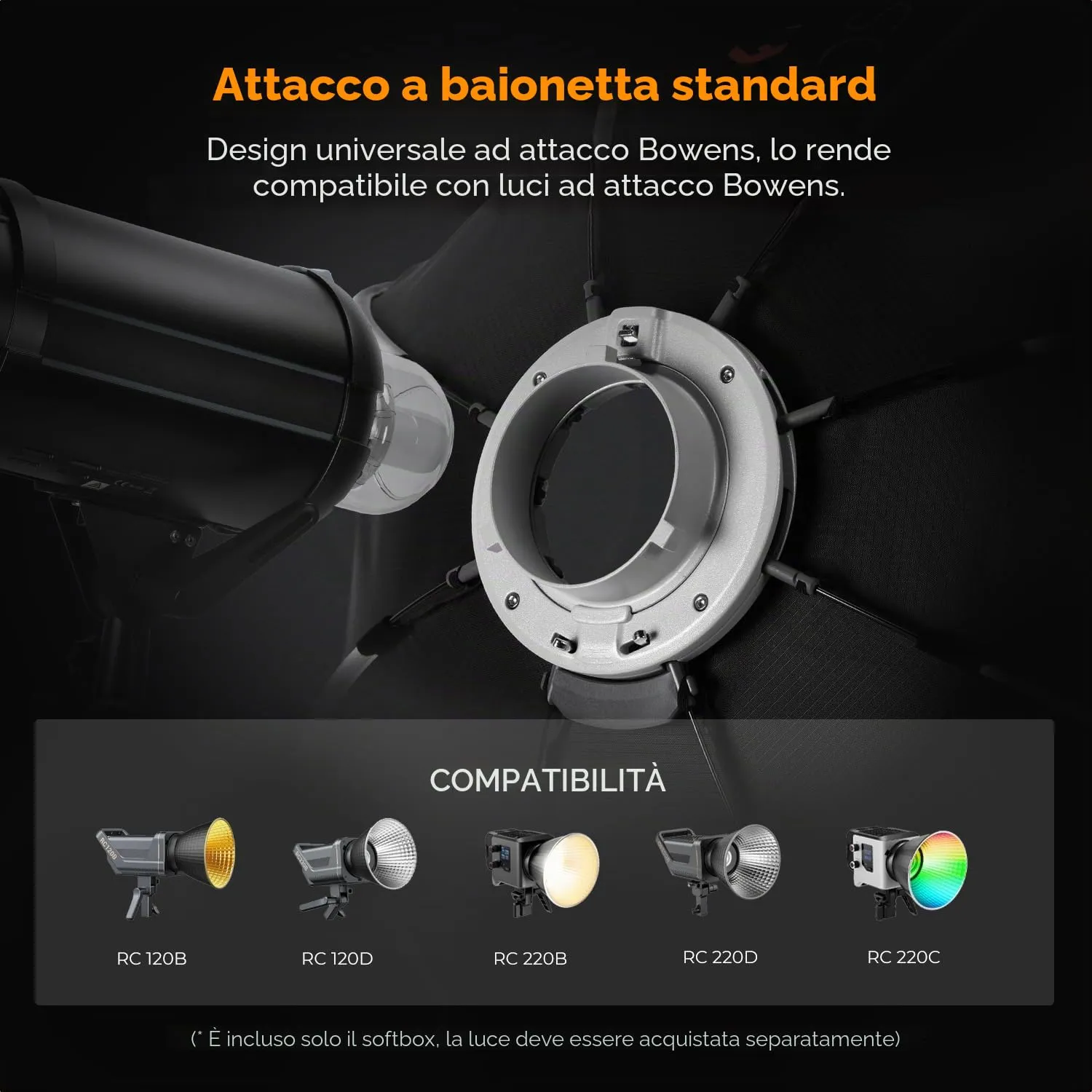 K&F Concept softbox ottagonale 65cm 26" con griglia
