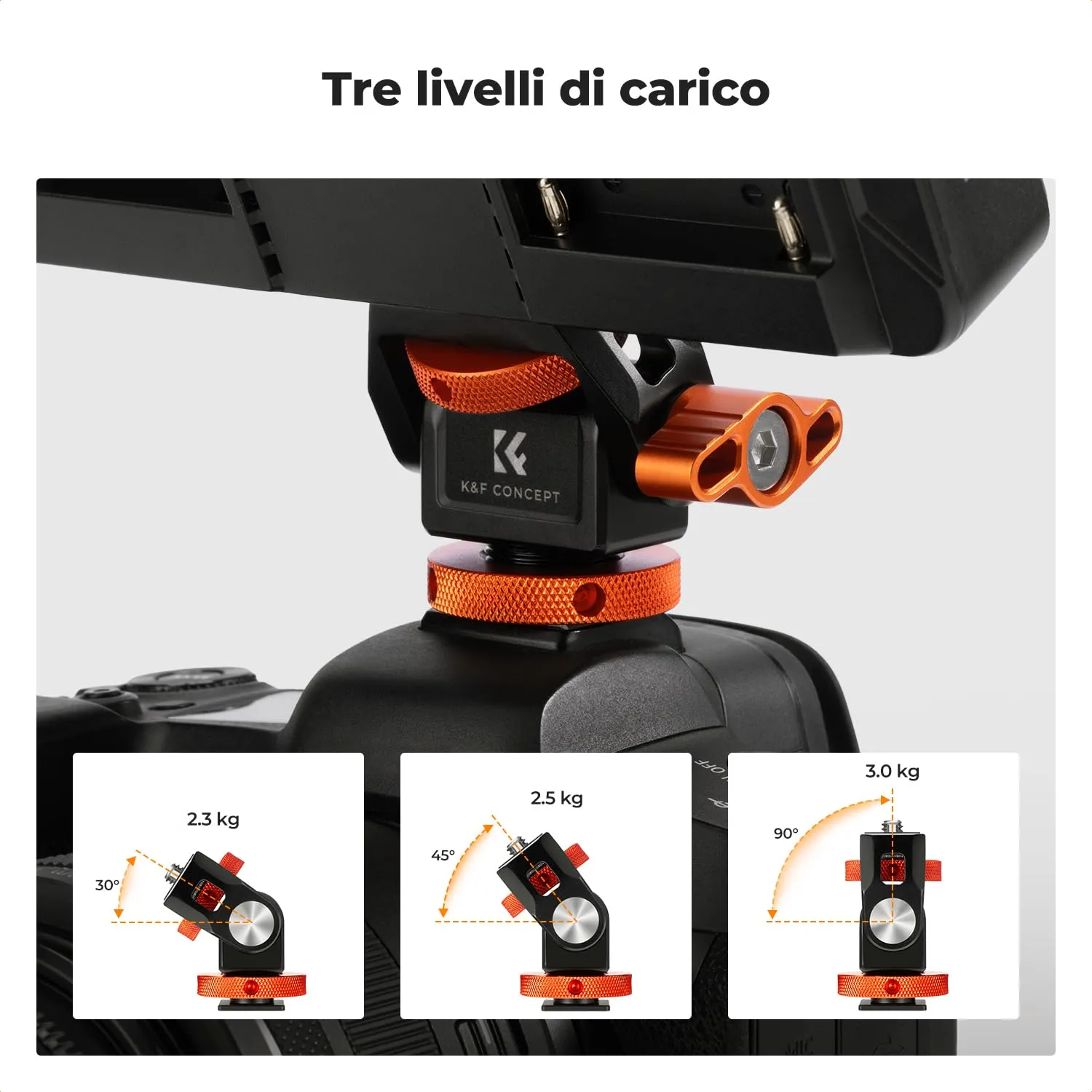 K&F Concept supporto monitor 1/4 ARRI inclinabile 3 kg