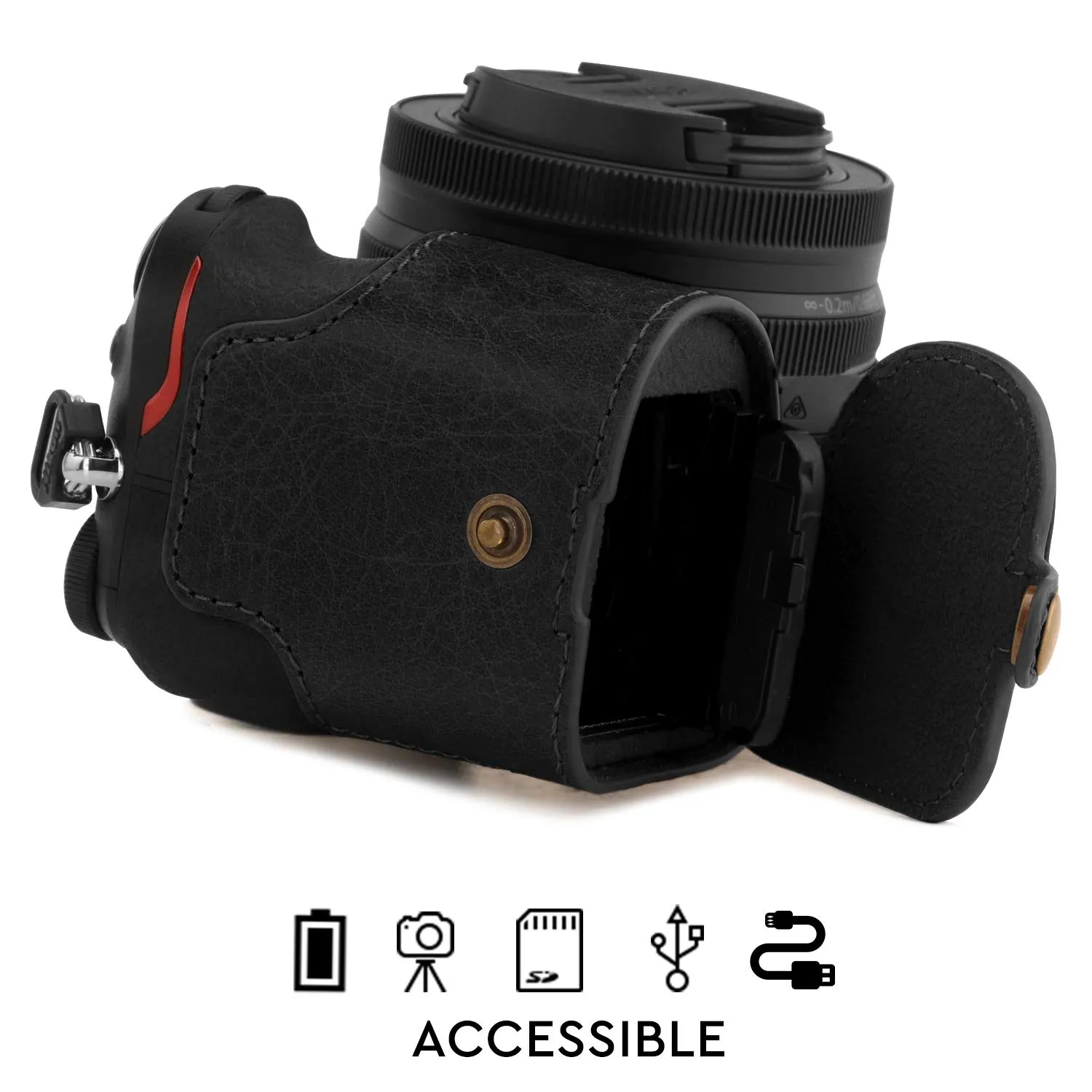 MegaGear Nikon Z50 MG1811 custodia pelle nera ever ready
