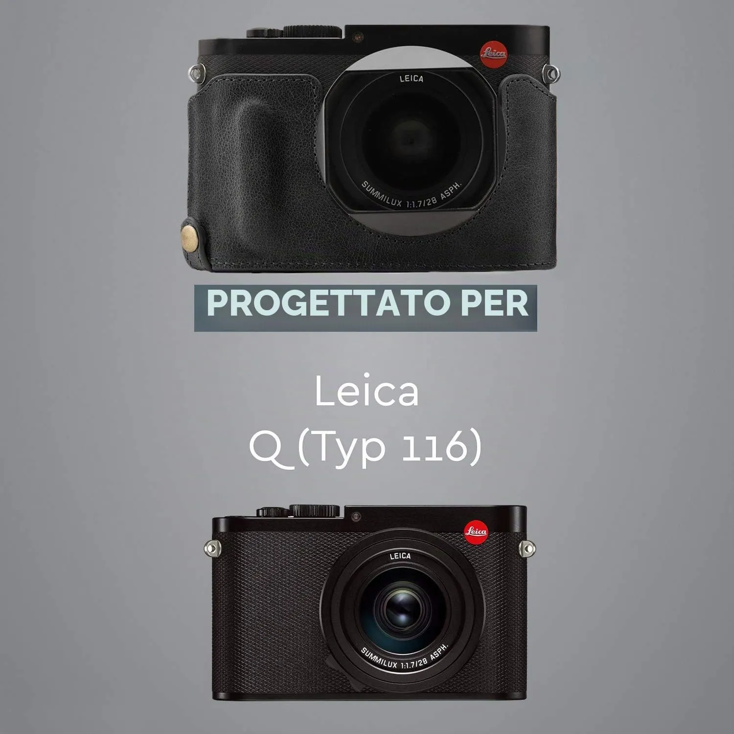 MegaGear Leica Q-P Q Typ 116 custodia pelle nera