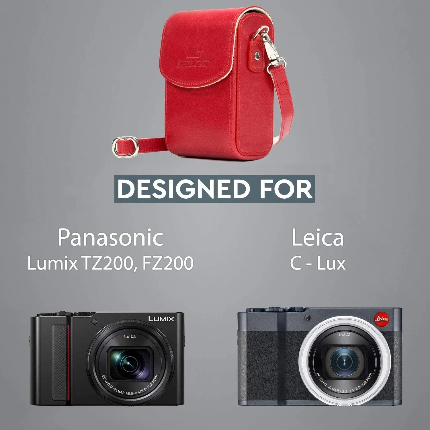 MegaGear MG1431 Lumix ZS200 custodia pelle rossa