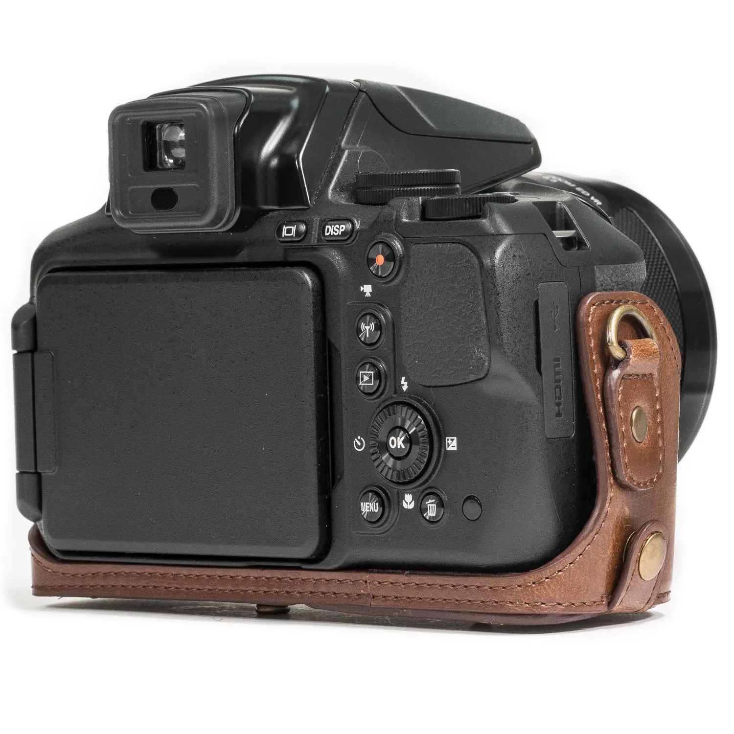 MegaGear Ever Ready Nikon Coolpix P900 custodia marrone scuro ecopelle