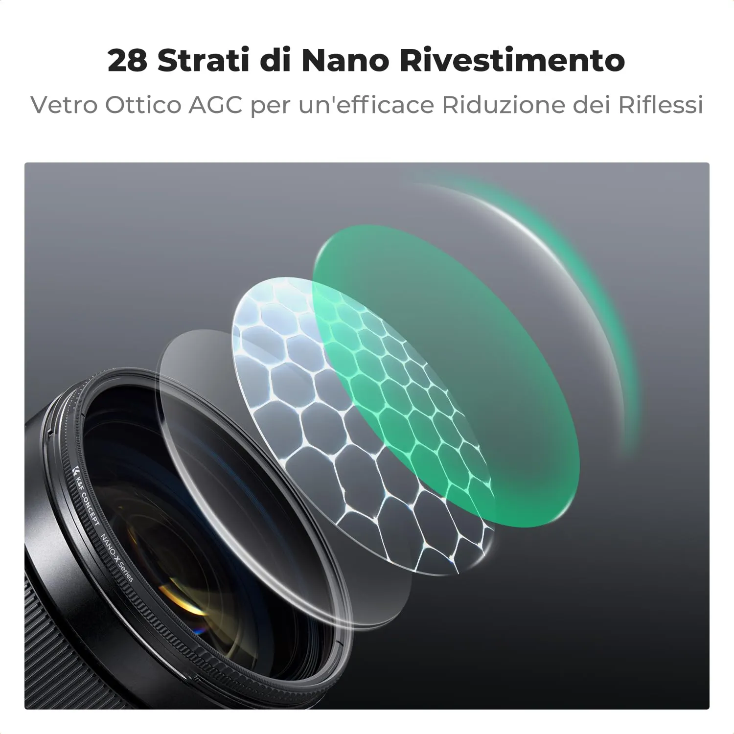 K&F Concept Nano-Xcel Filtro CPL True Color 82mm Bassa Riflessione