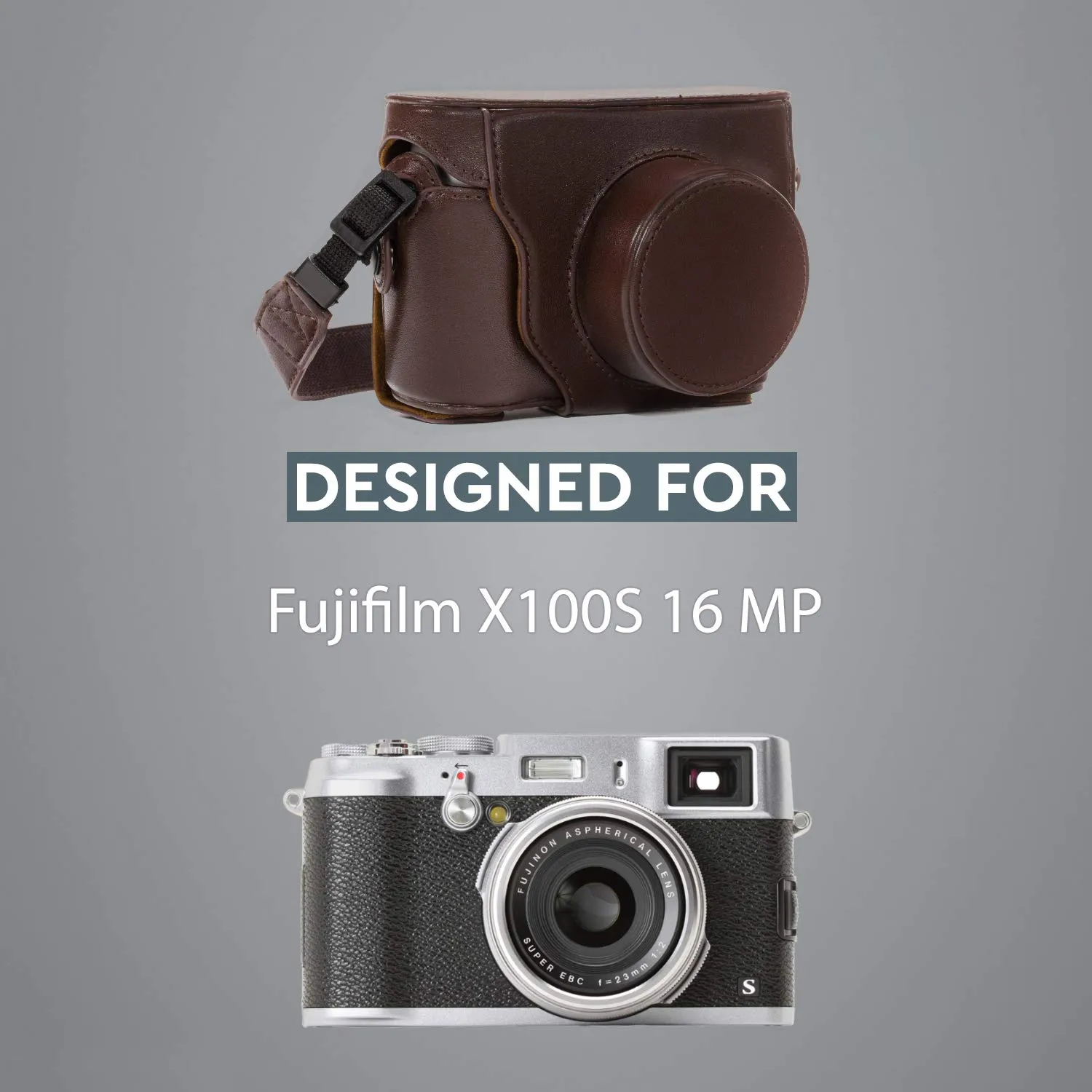 MegaGear Ever Ready Custodia Fotocamera X100S Marrone Scuro ecopelle