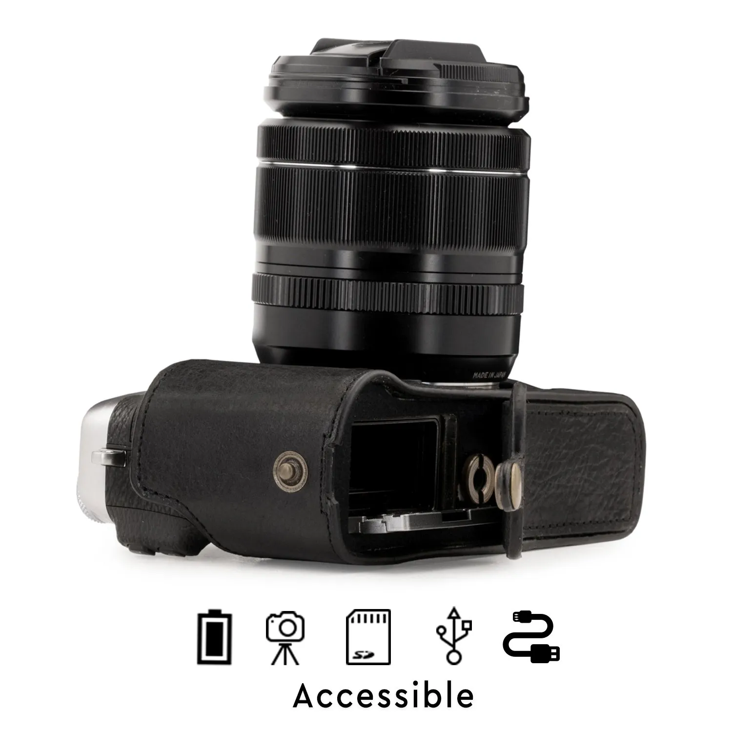 MegaGear MG1342 Custodia Mezza Pelle Fujifilm X-E3 Nera