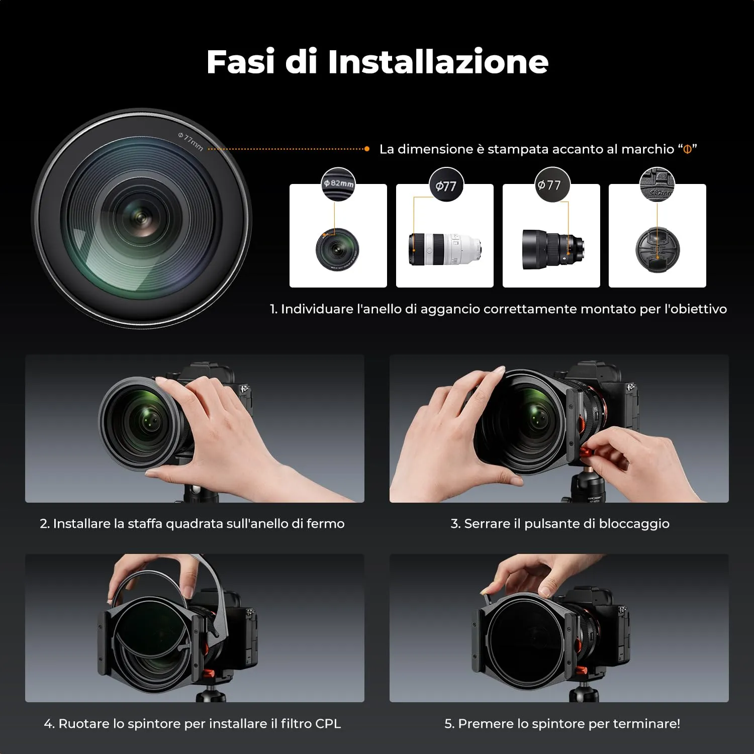 K&F Concept Nano-X Pro kit porta filtri quadrati 95mm vetro