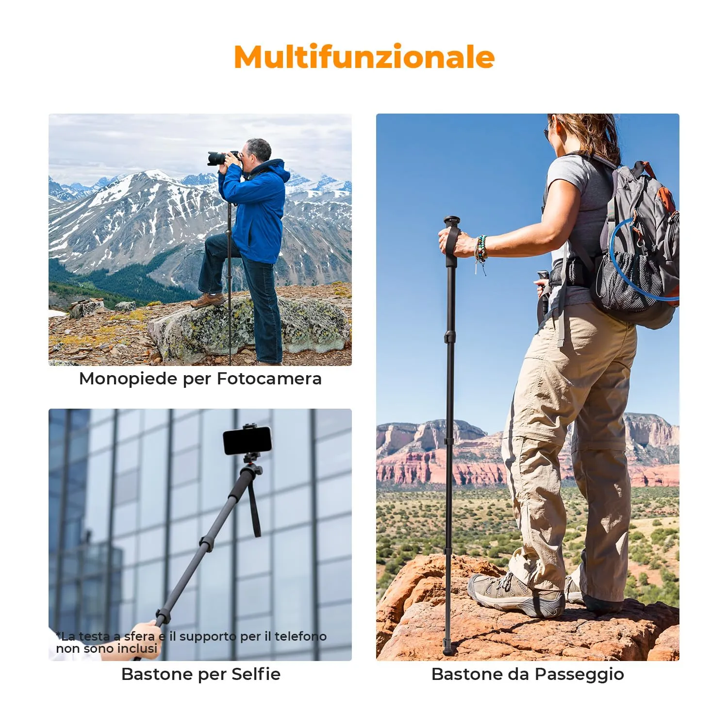 K&F Concept Monopiede 160cm Alluminio 10kg con Cinghia