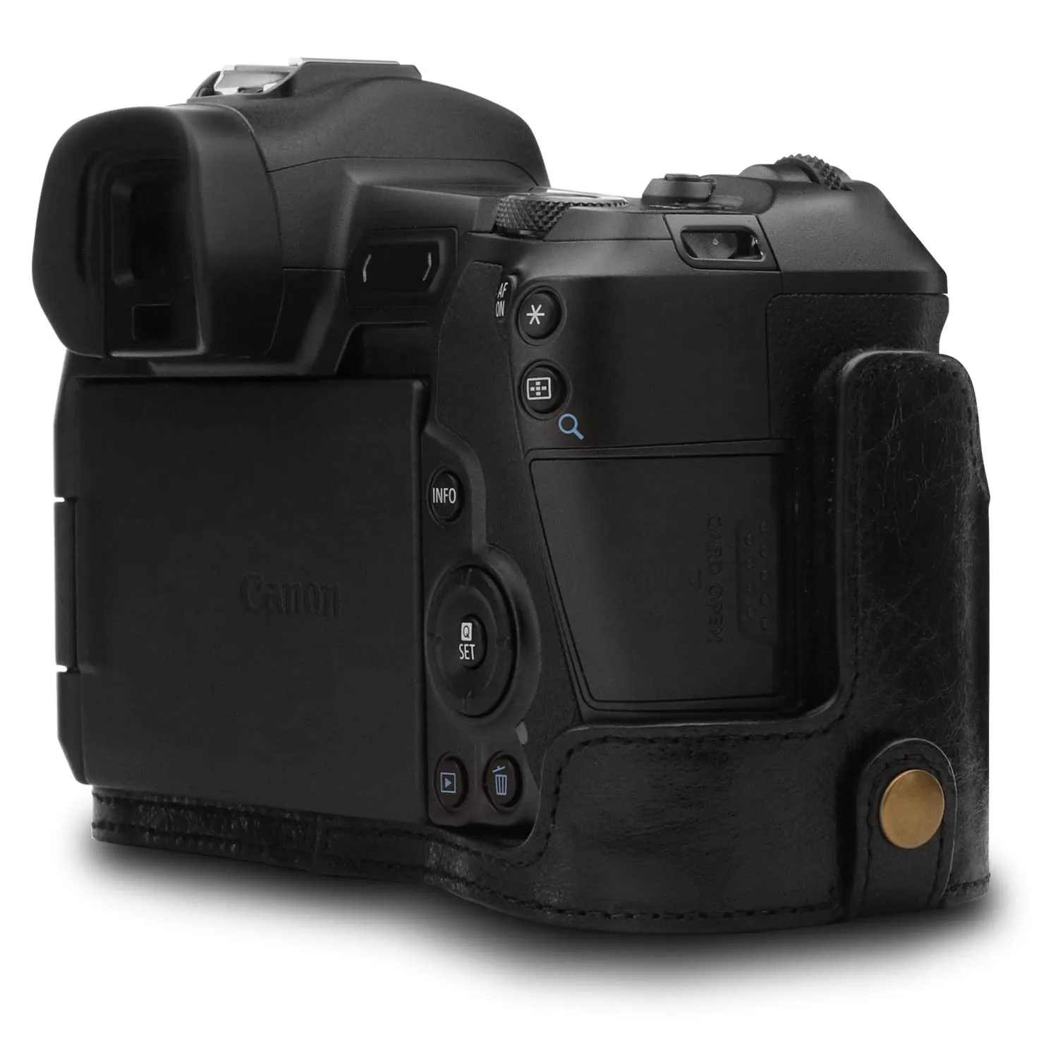 MegaGear Canon EOS R mezza custodia pelle nera ever ready