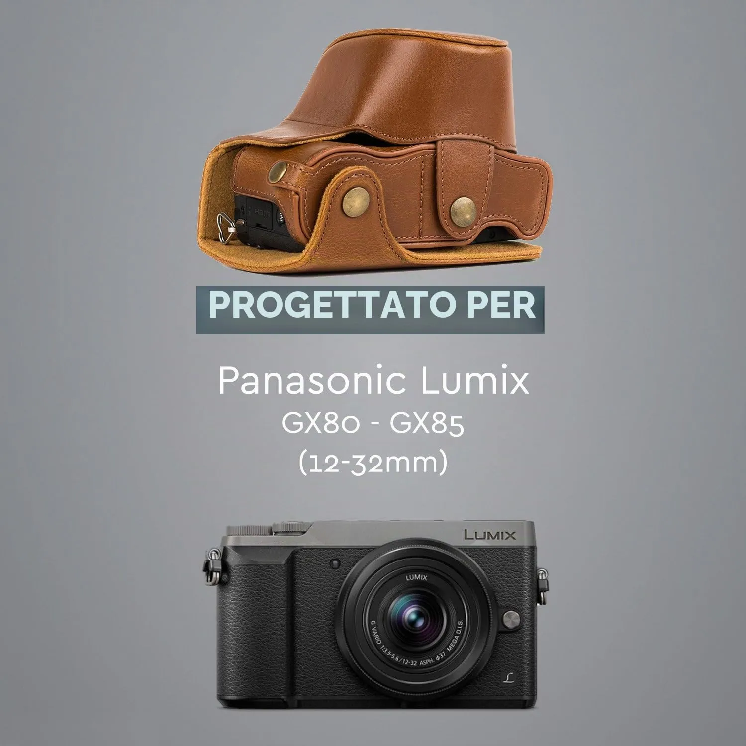 MegaGear MG1302 Custodia Fotocamera Panasonic GX85 Beige Ecopelle