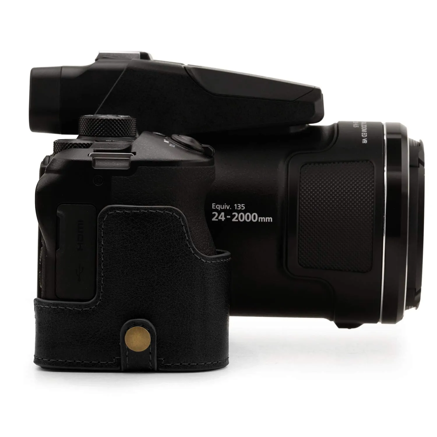 MegaGear Nikon P950 custodia fotocamera pelle marrone