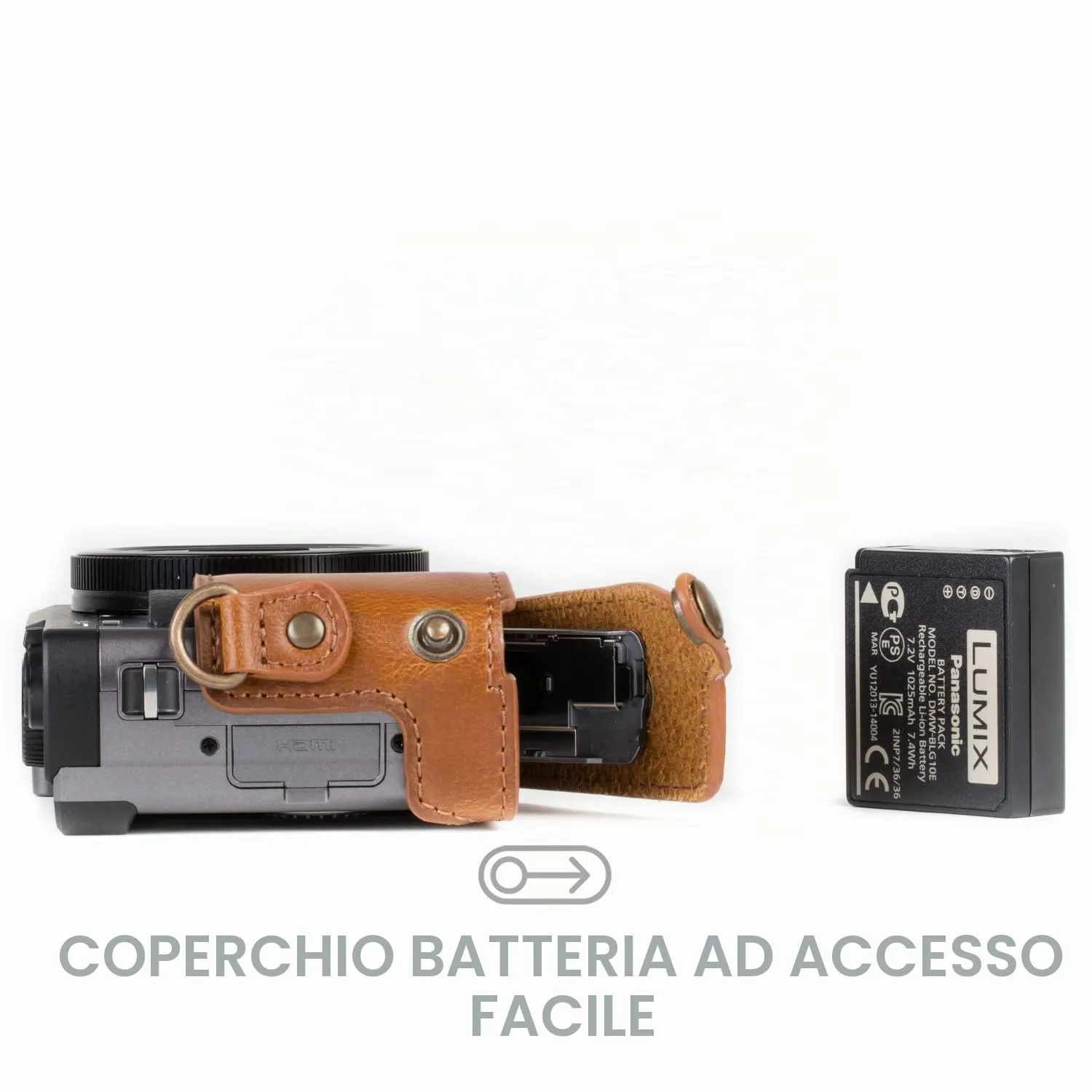 MegaGear MG1260 Custodia Panasonic TZ90 TZ95 marrone chiaro