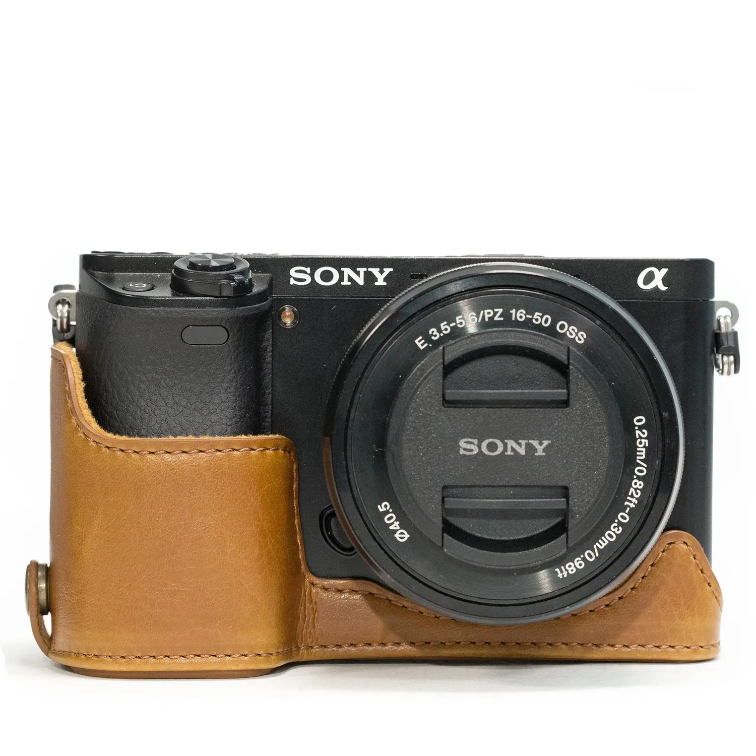 MegaGear MG962 Mezza Custodia Pelle Sony A6000/A6300 Chiaro