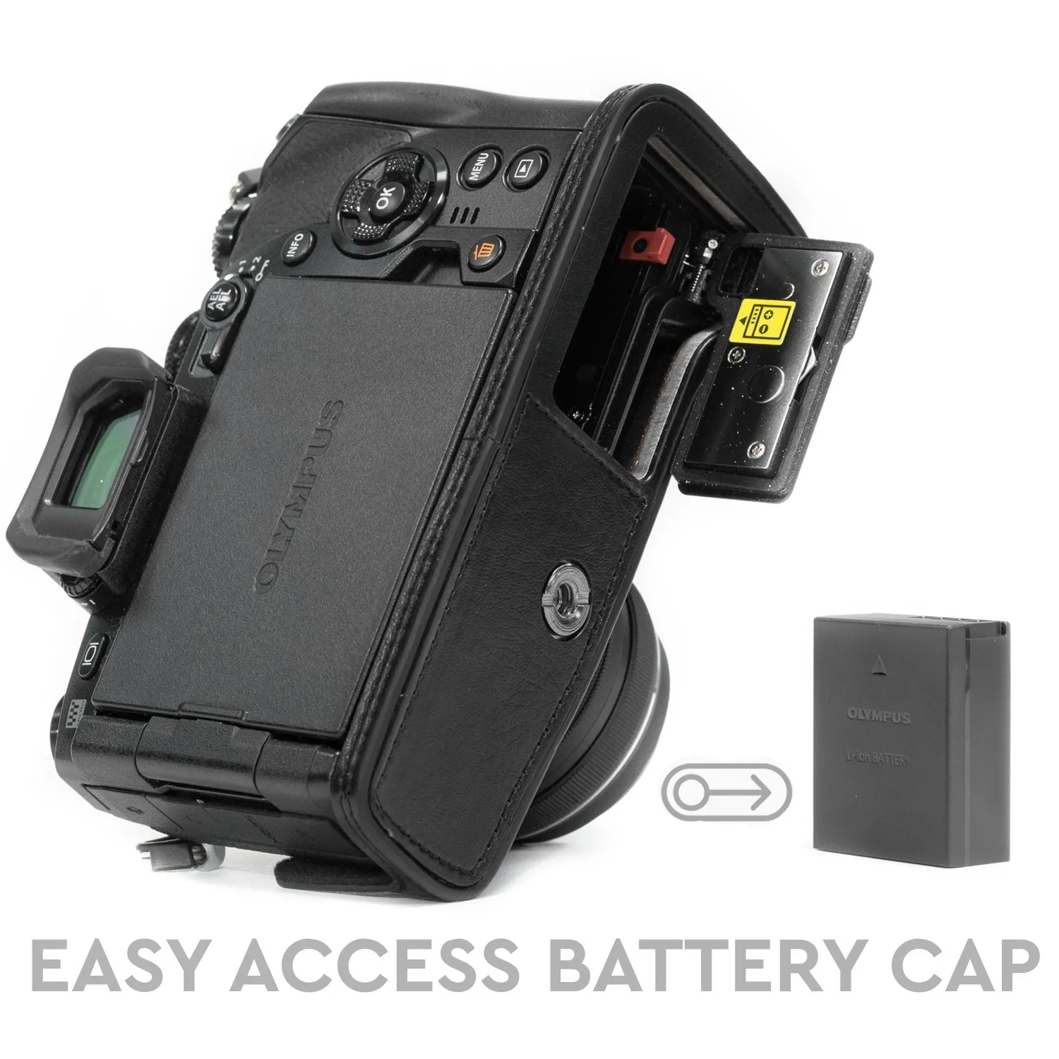 MegaGear Ever Ready Mezza Custodia Pelle Olympus E-M1 Mark III/II
