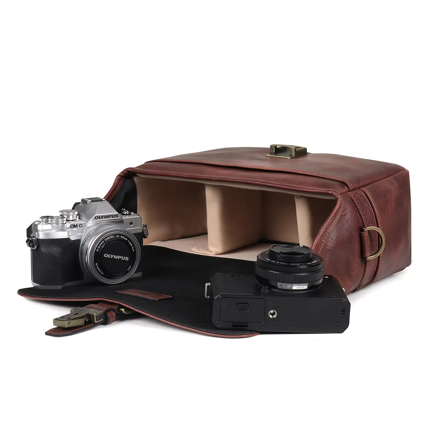 MegaGear Torres Borsa Messenger Pelle Fotocamera Mirrorless Marrone