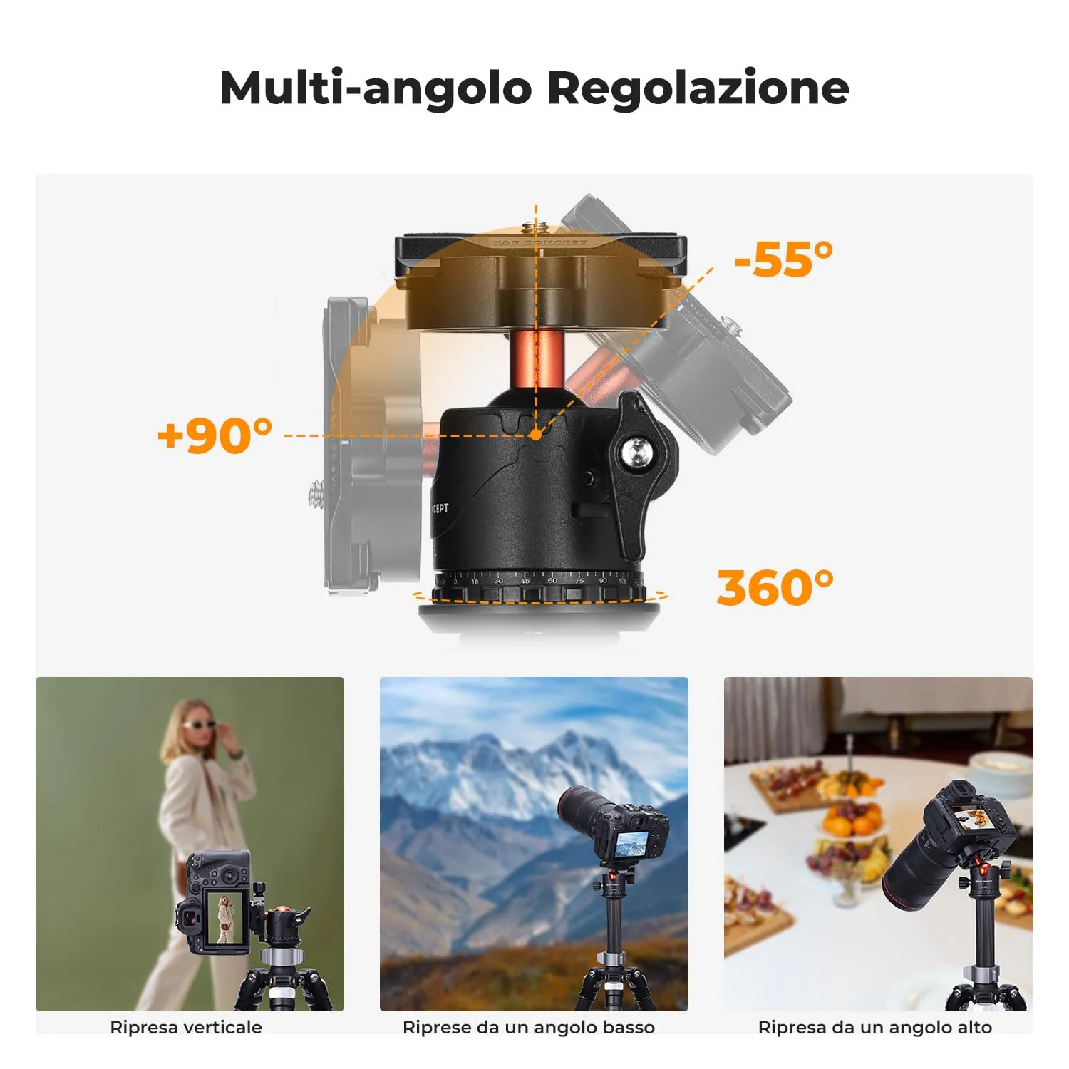 K&F Concept KF-28 Testa a Sfera 28mm Nera 10kg