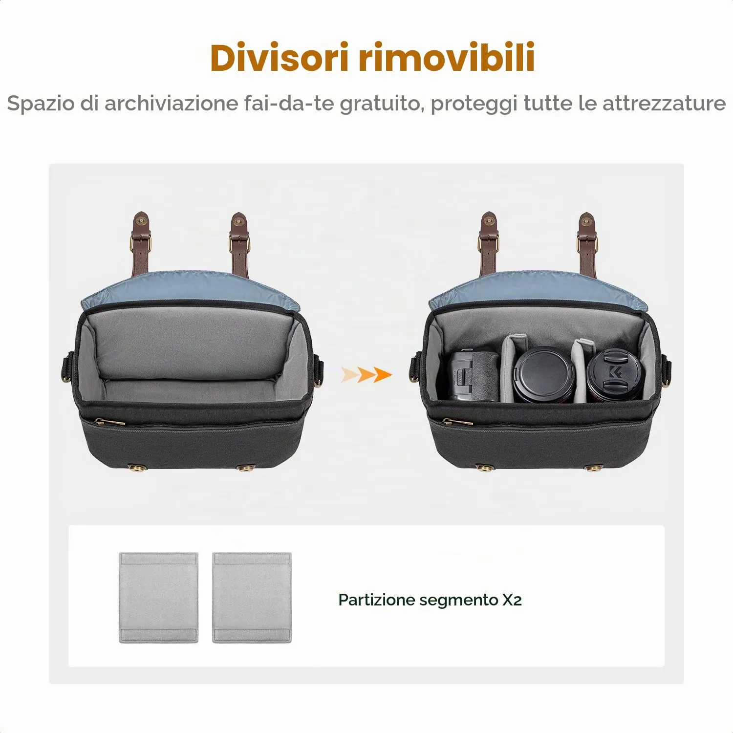 K&F Concept borsa fotocamera tracolla vintage impermeabile