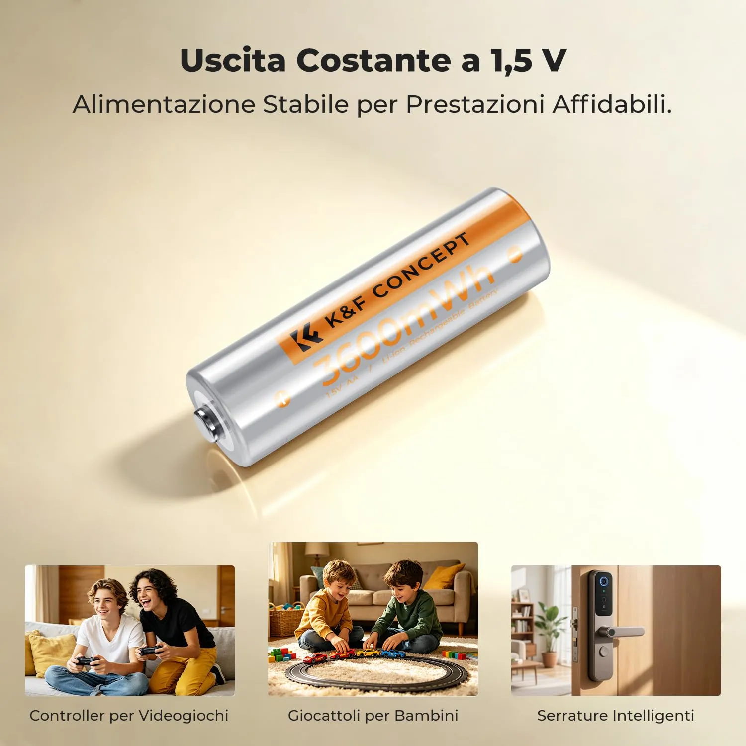 K&F Concept batterie AA litio ricaricabili 12 pezzi 1,5V