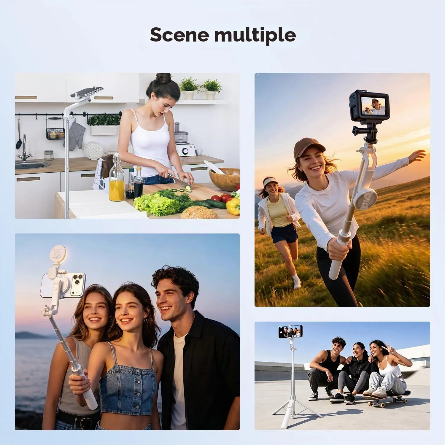 Concept 180cm Treppiede Selfie Bianco con Luce Bluetooth