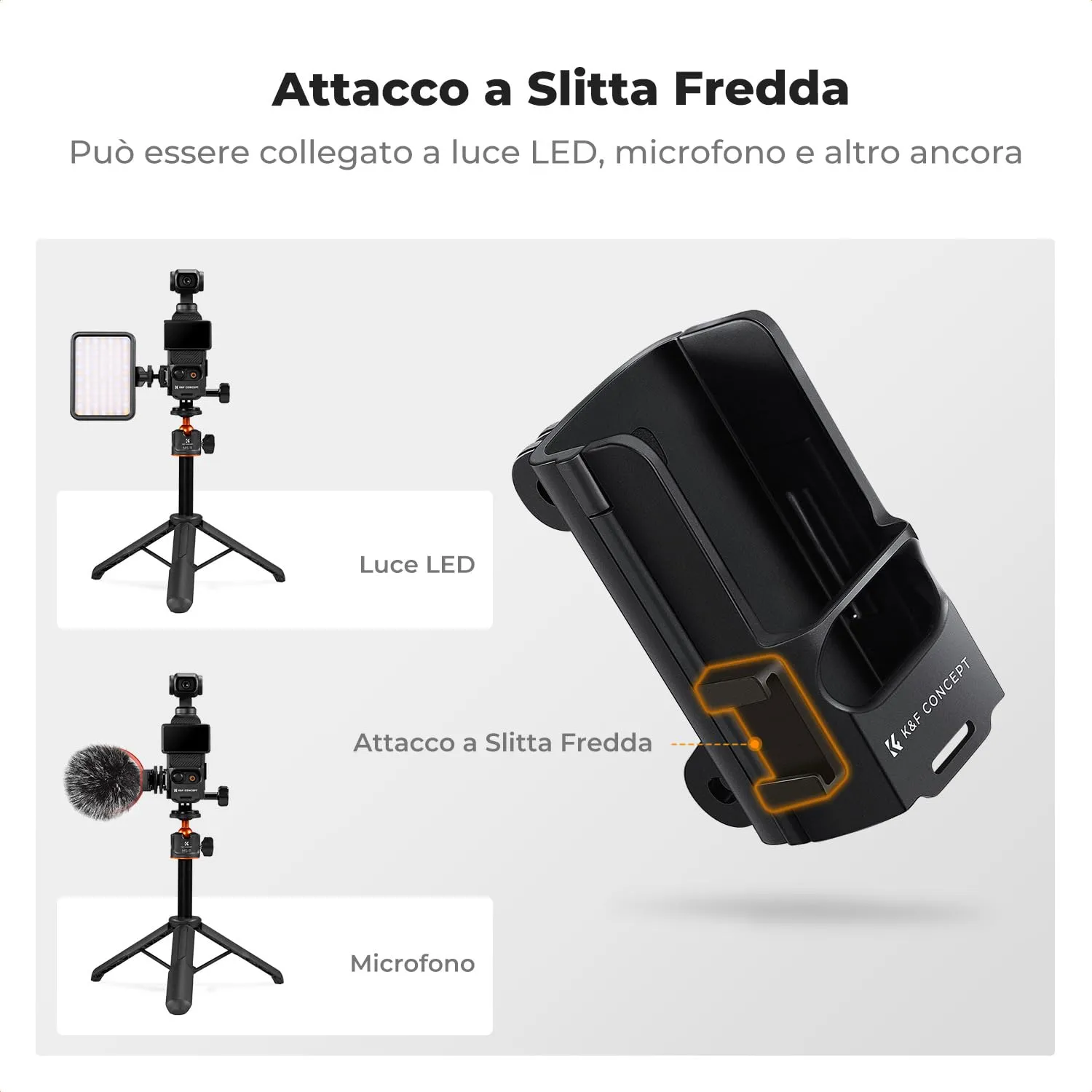 K&F Concept adattatore espansione DJI Osmo Pocket 3 ABS slitta