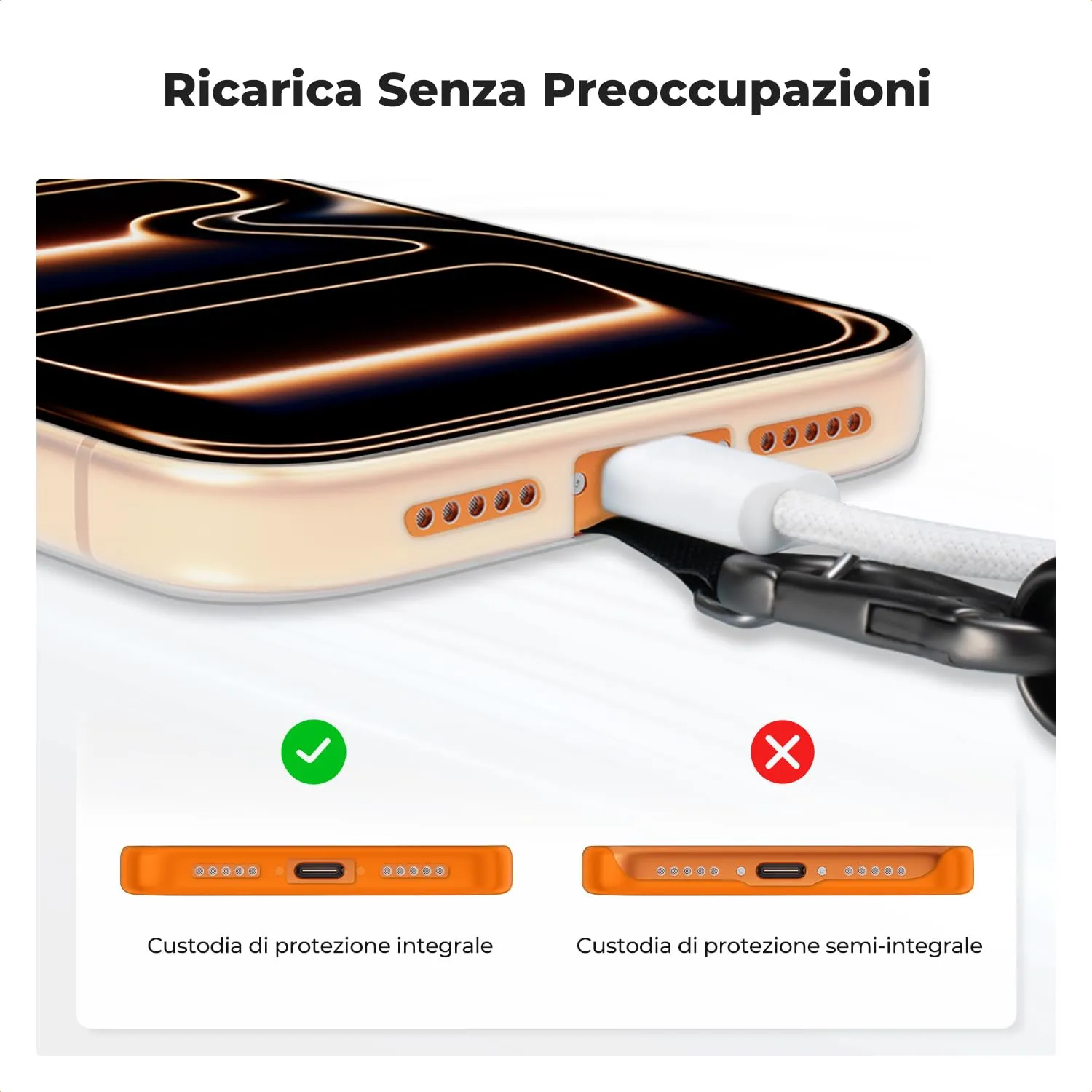 K&F Concept Cordino Tracolla Telefono 1/4" Nero regolabile