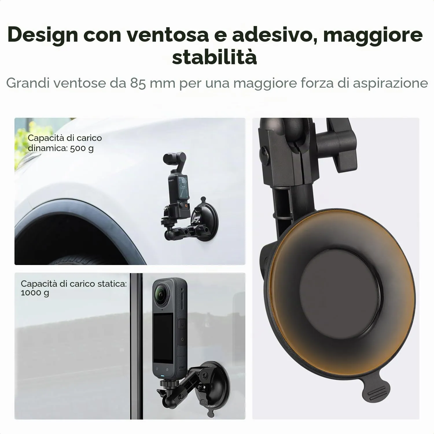 K&F Concept Supporto a Ventosa per Osmo Pocket 3 85 mm