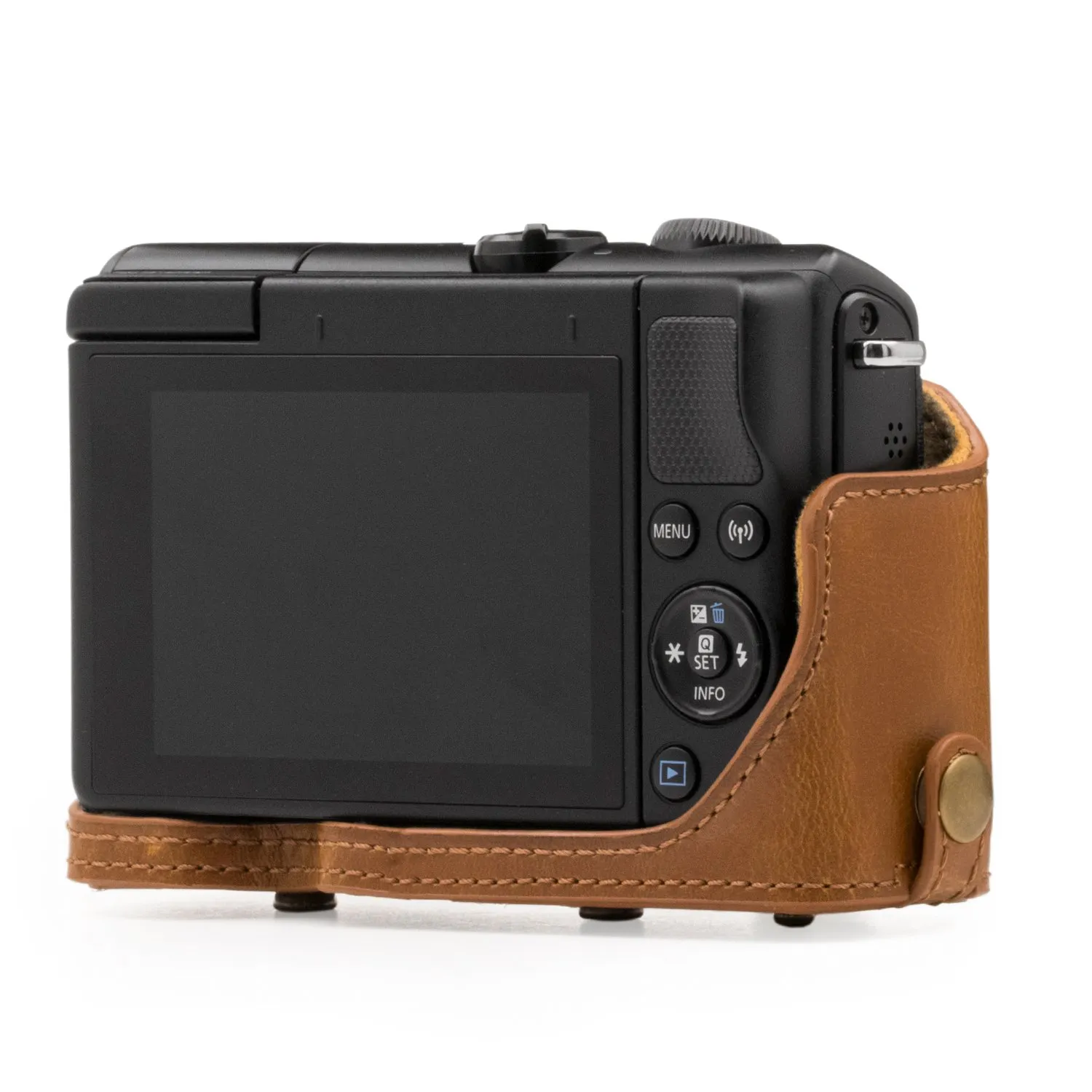 MegaGear Ever Ready MG1327 Canon EOS M100 Finta Pelle Chiaro