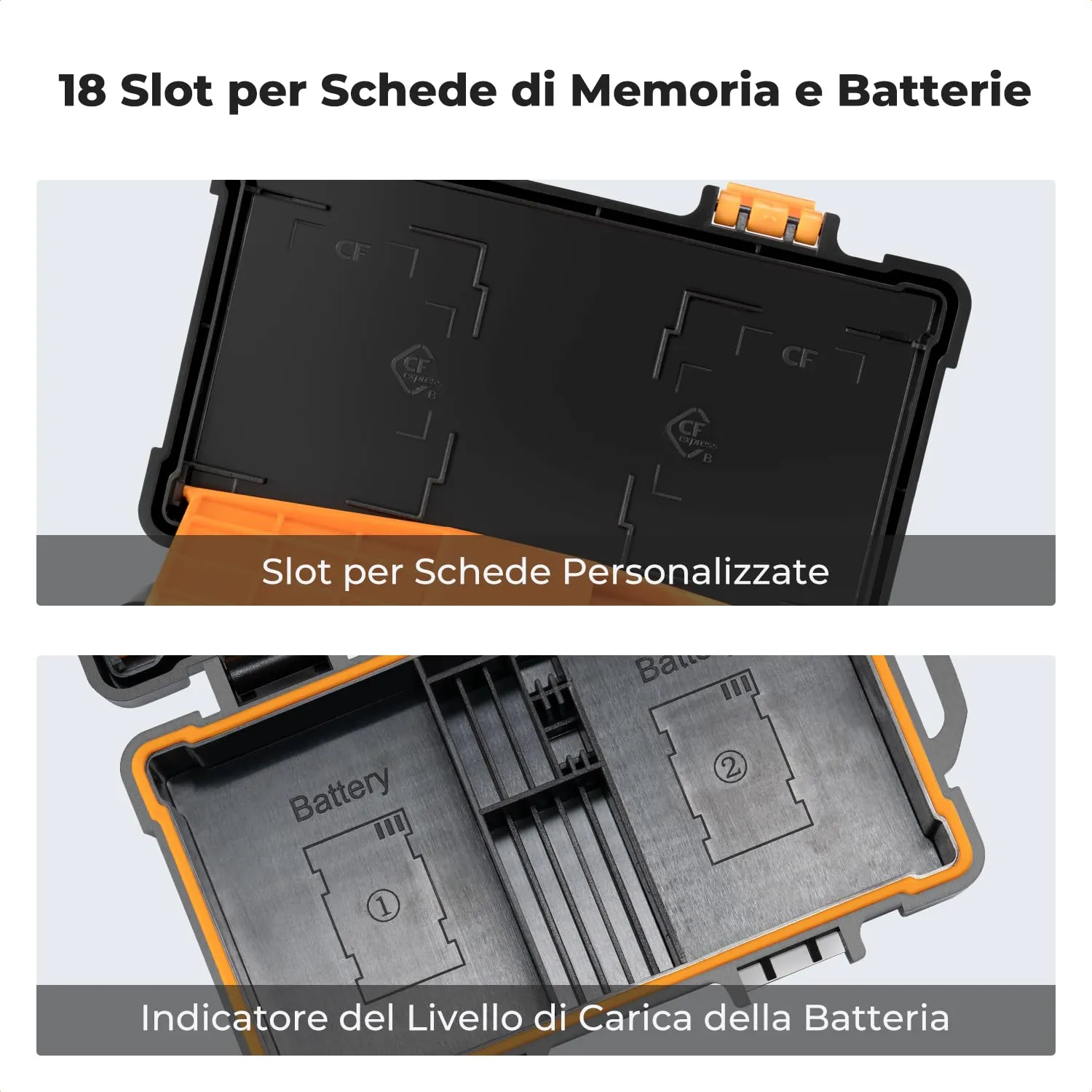 K&F Concept Custodia Batterie Schede SD TF XQD Impermeabile