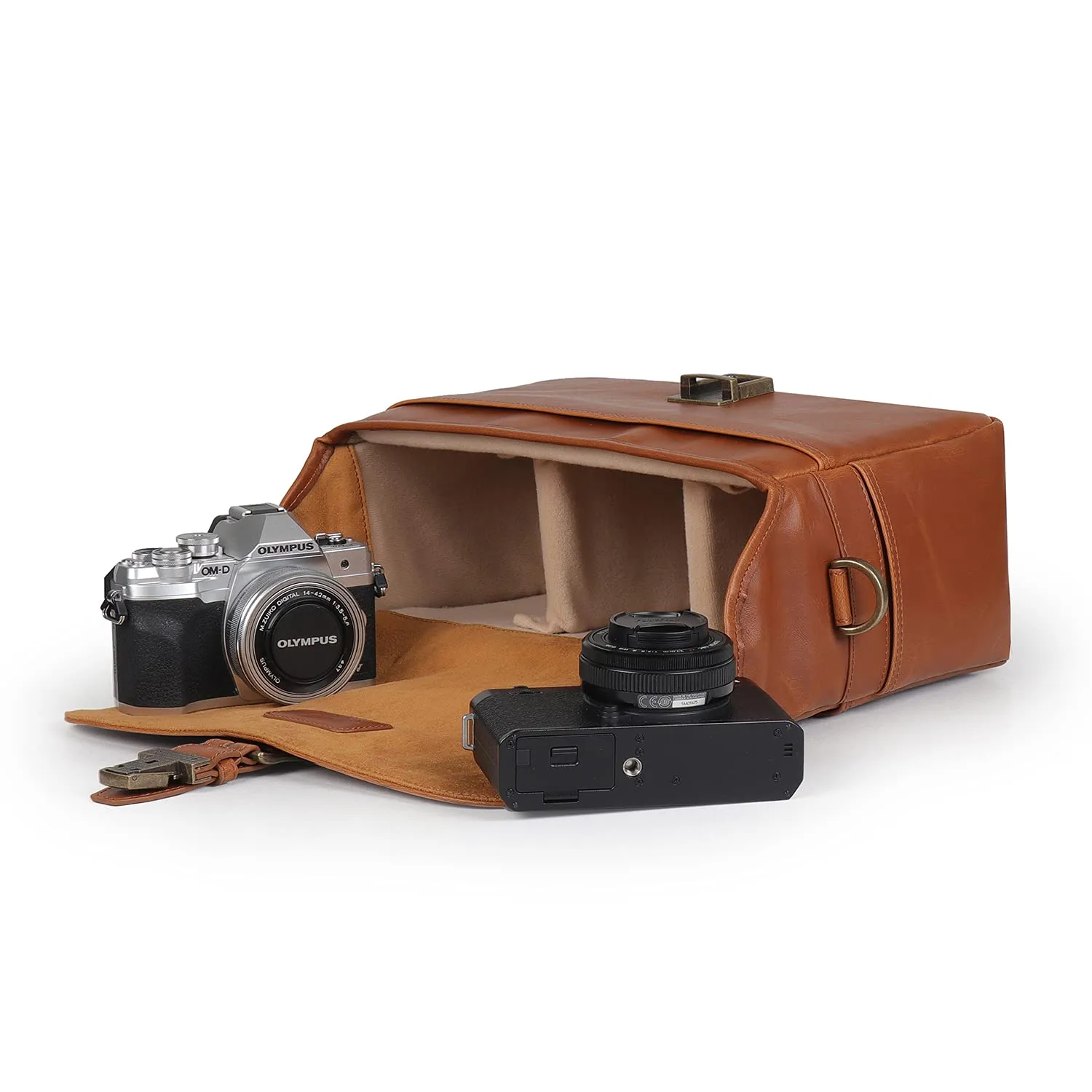 MegaGear MG1524 borsa tracolla pelle marrone chiaro mirrorless