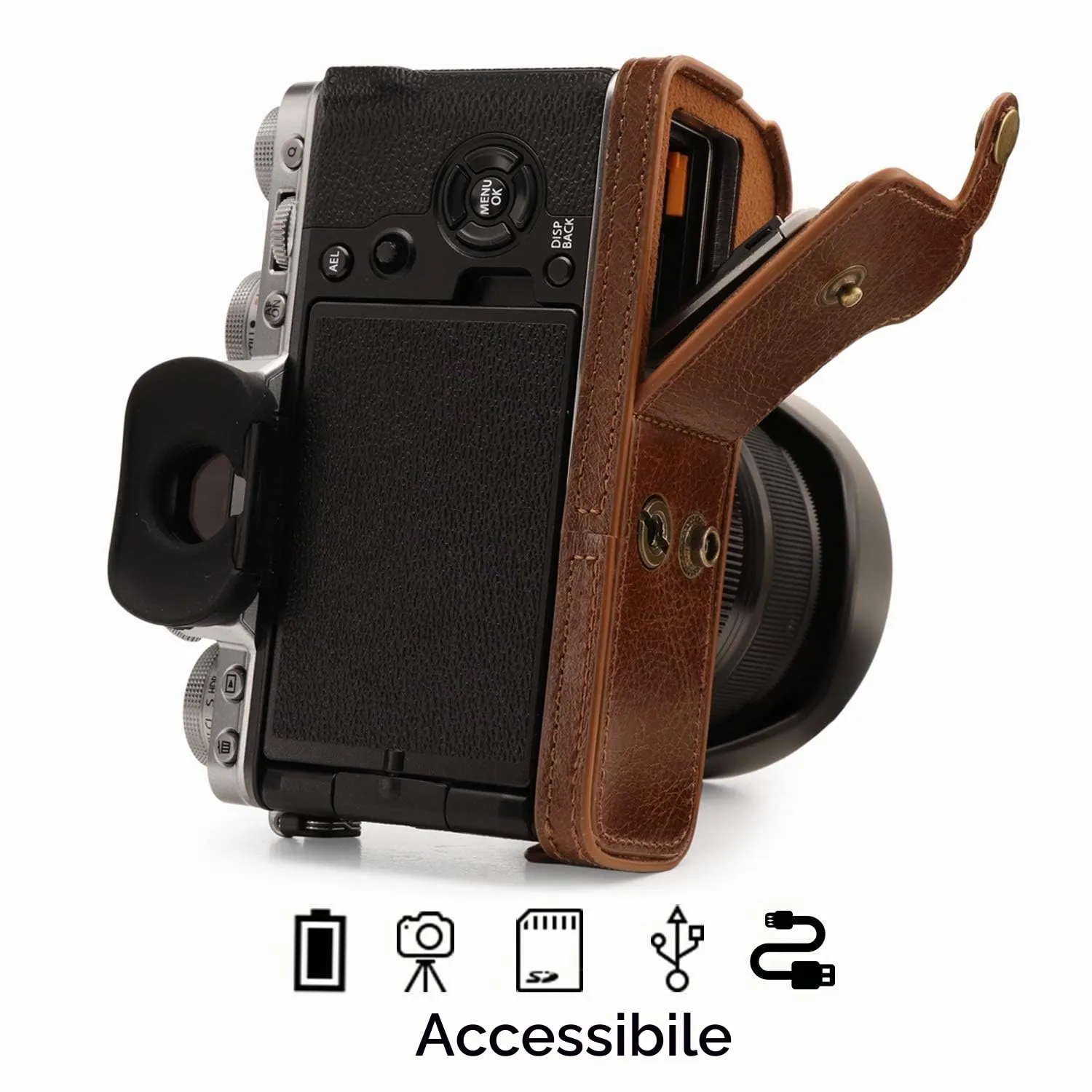 MegaGear Ever Ready MG1922 Custodia Pelle X-T4 Marrone