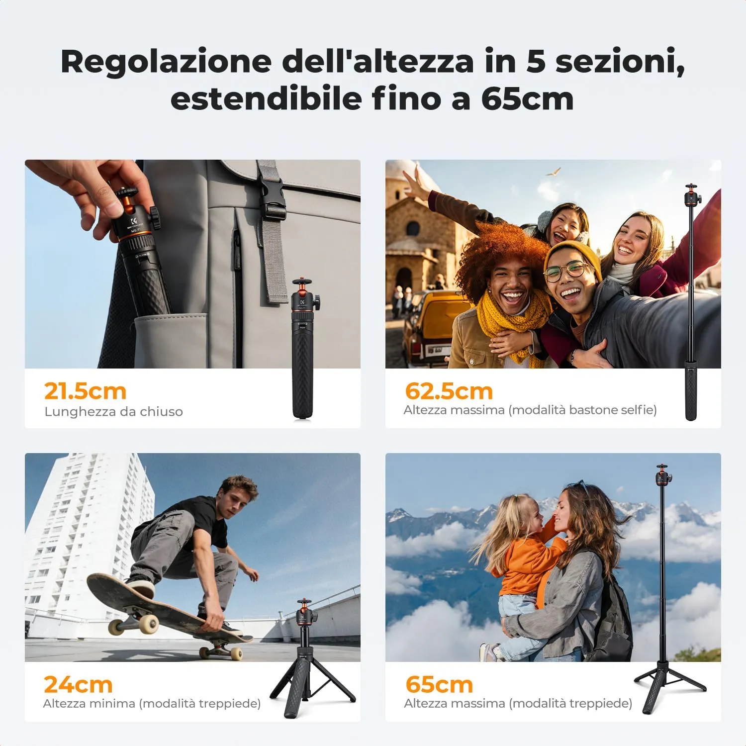 K&F Concept 65cm Treppiede Smartphone con Telecomando