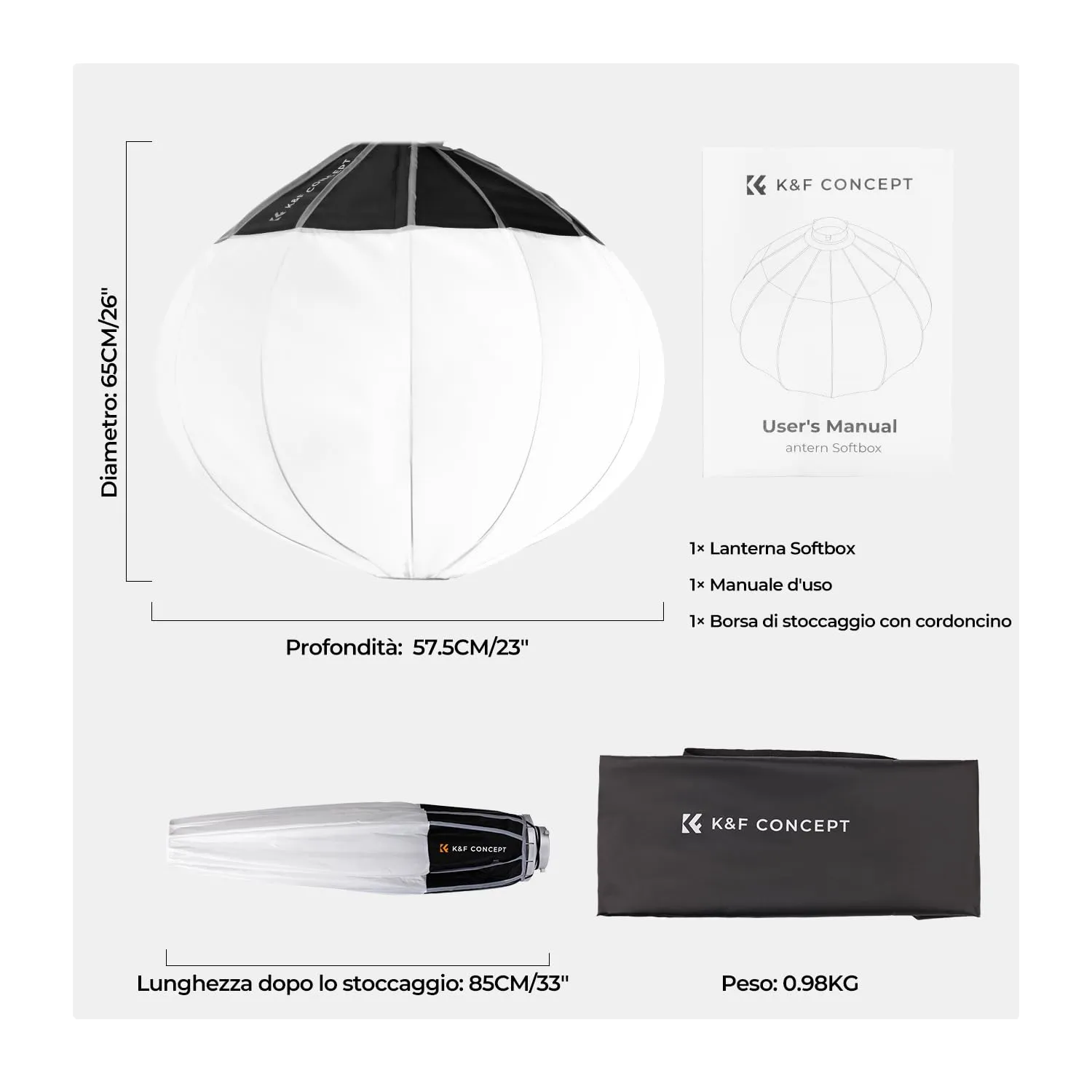 Concept Lantern 65cm softbox Bowens con griglia