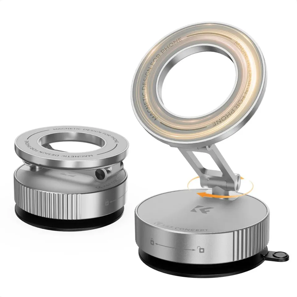 K&F Concept supporto telefono auto magnetico ventosa argento